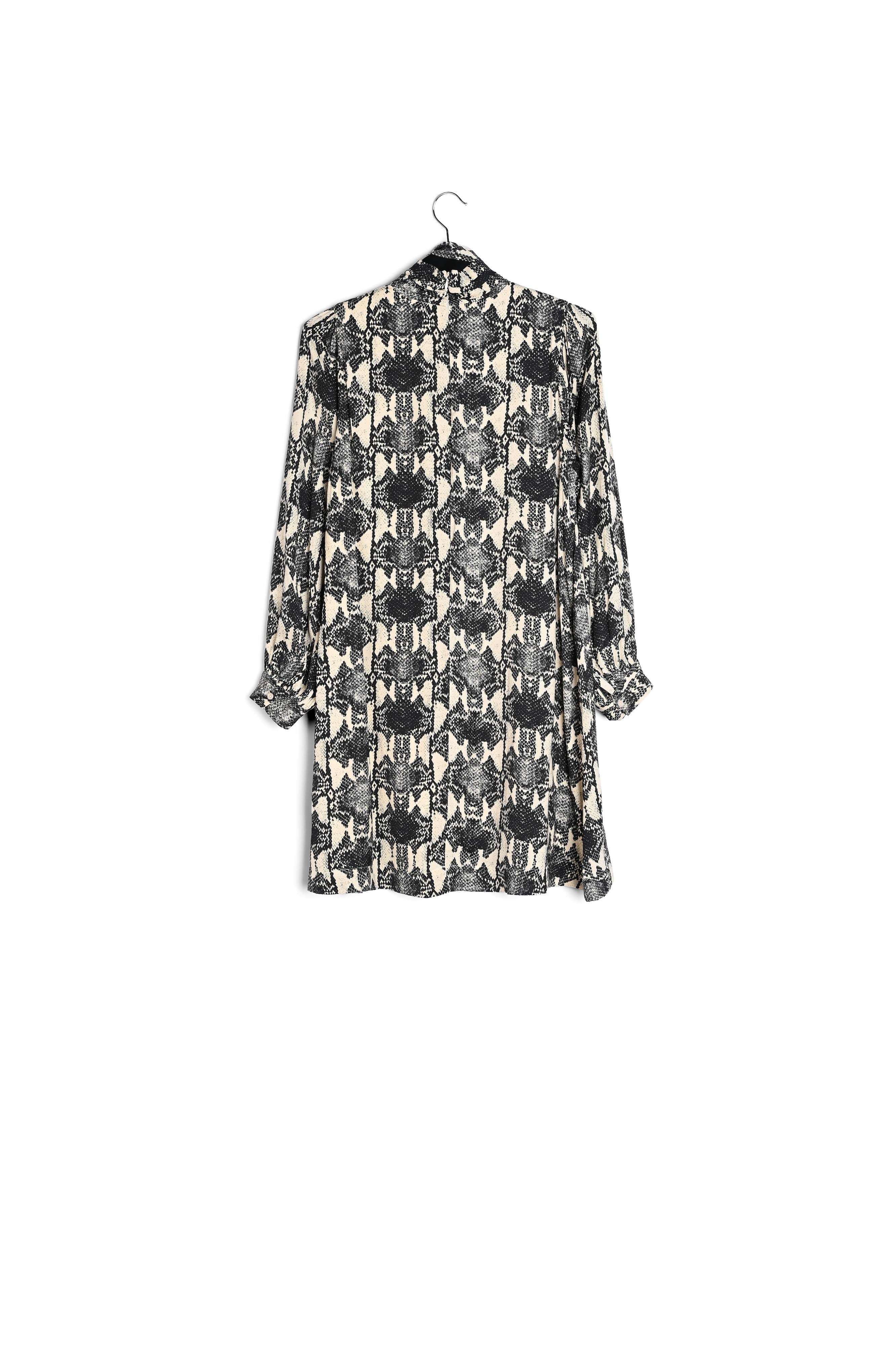 Gebroken witte mini-jurk met opstaande kraag en slangenprint RE—SSENTIEL | Essentiel second hand