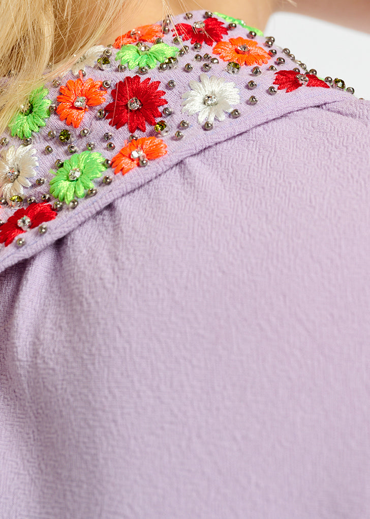 Lila top met sierkraag RE—SSENTIEL | Essentiel second hand