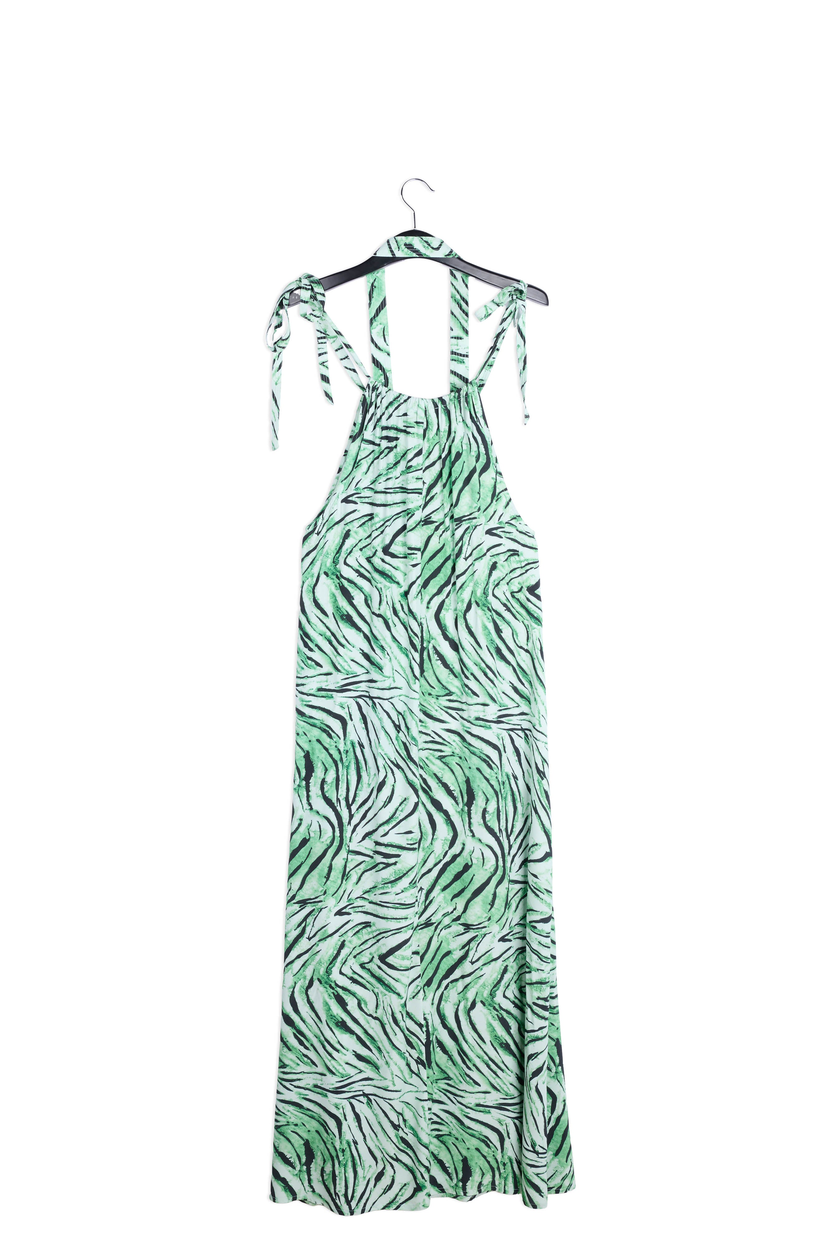 Muntgroene maxi-halterjurk met tijgerprint RE—SSENTIEL | Essentiel second hand