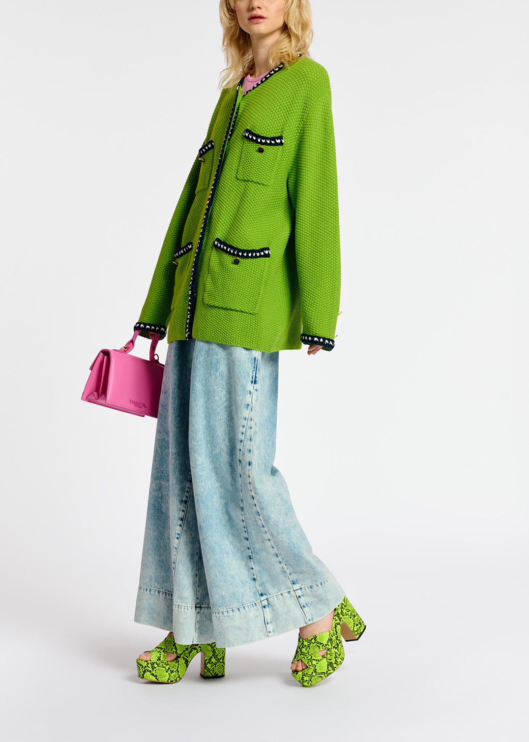 Cardigan vert en laine et coton RE—SSENTIEL | Essentiel second hand