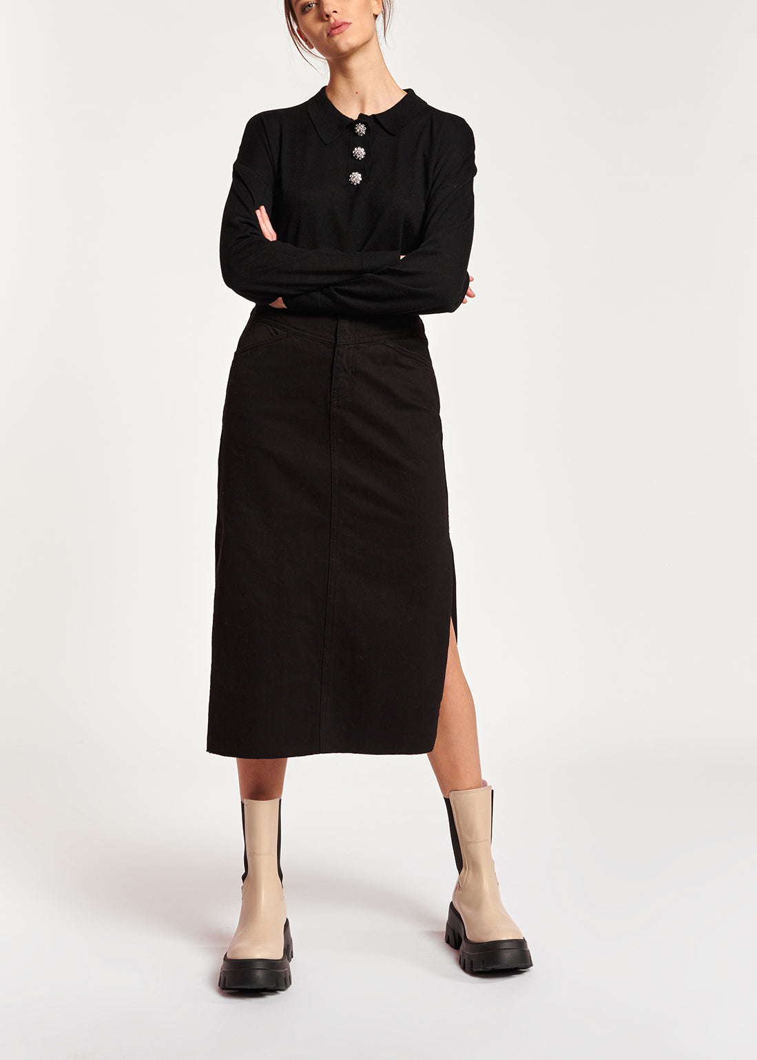 Black high-waisted pencil skirt RE—SSENTIEL | Essentiel second hand