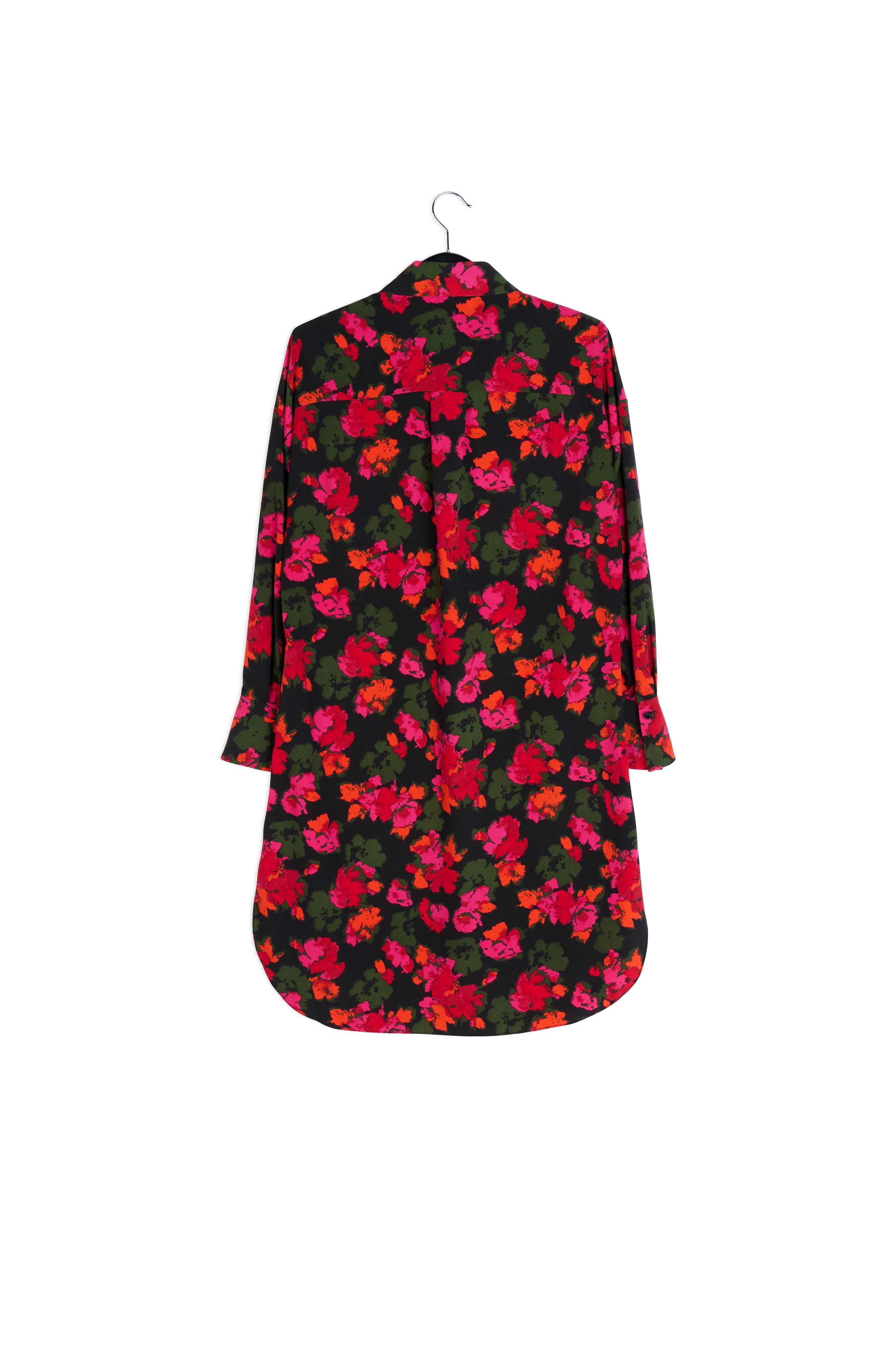 Robe chemise midi à imprimé fleuri noir et rouge RE—SSENTIEL | Essentiel second hand
