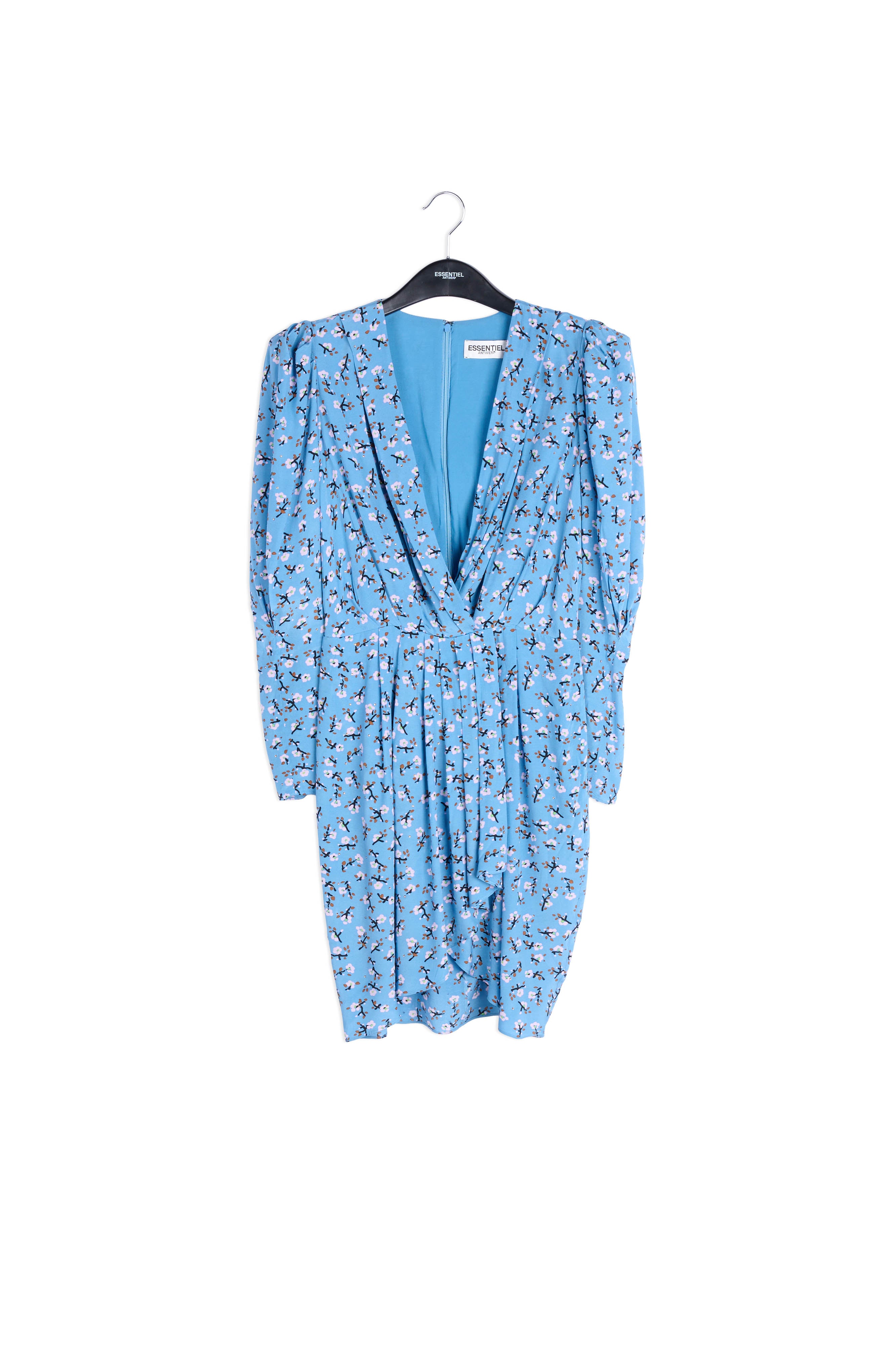 Blue floral-print mini wrap dress RE—SSENTIEL | Essentiel second hand