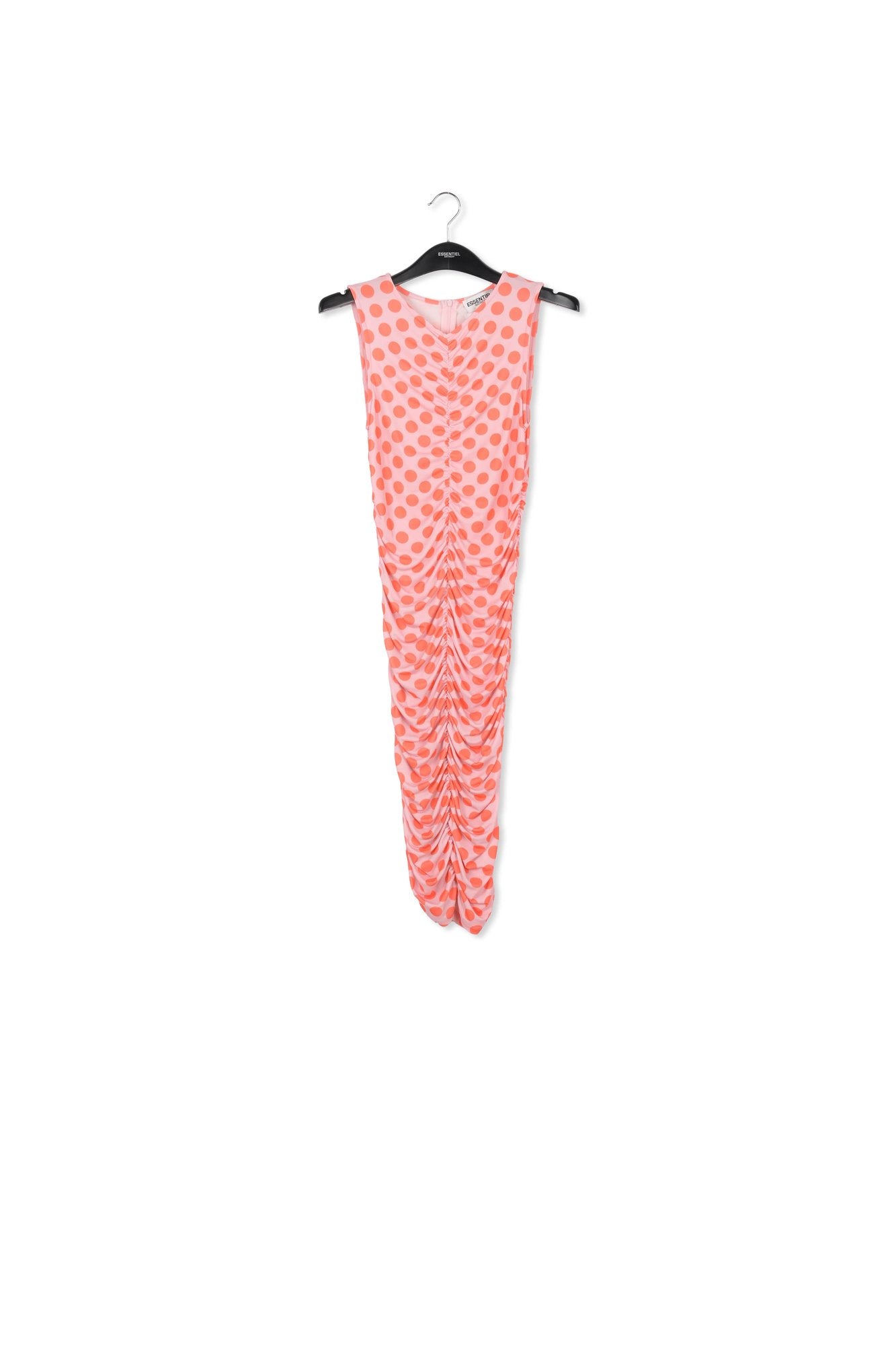 Light pink and red polka-dot stretch-jersey midi dress RE—SSENTIEL | Essentiel second hand