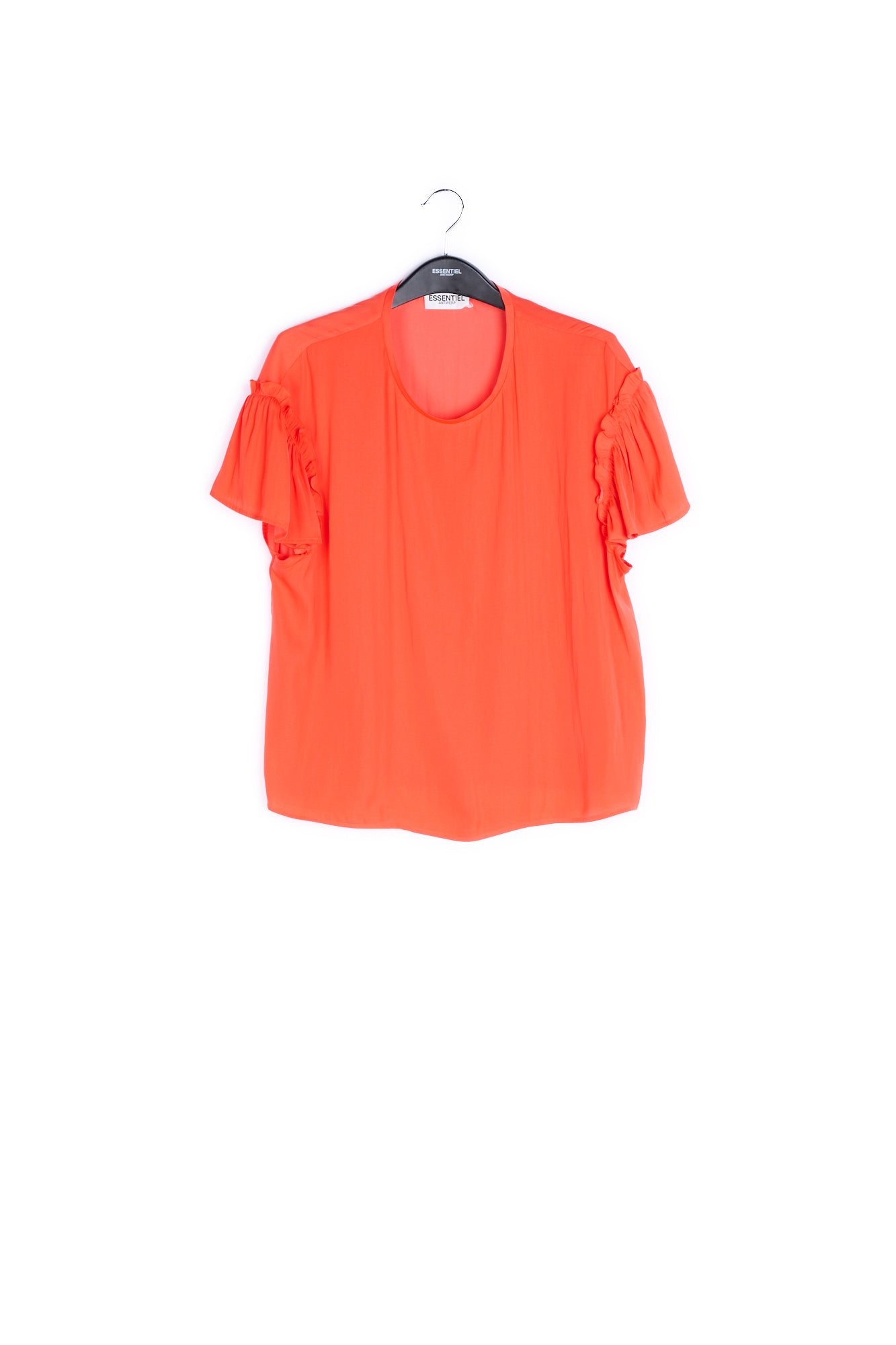 Orange ruffled short-sleeve top RE—SSENTIEL | Essentiel second hand