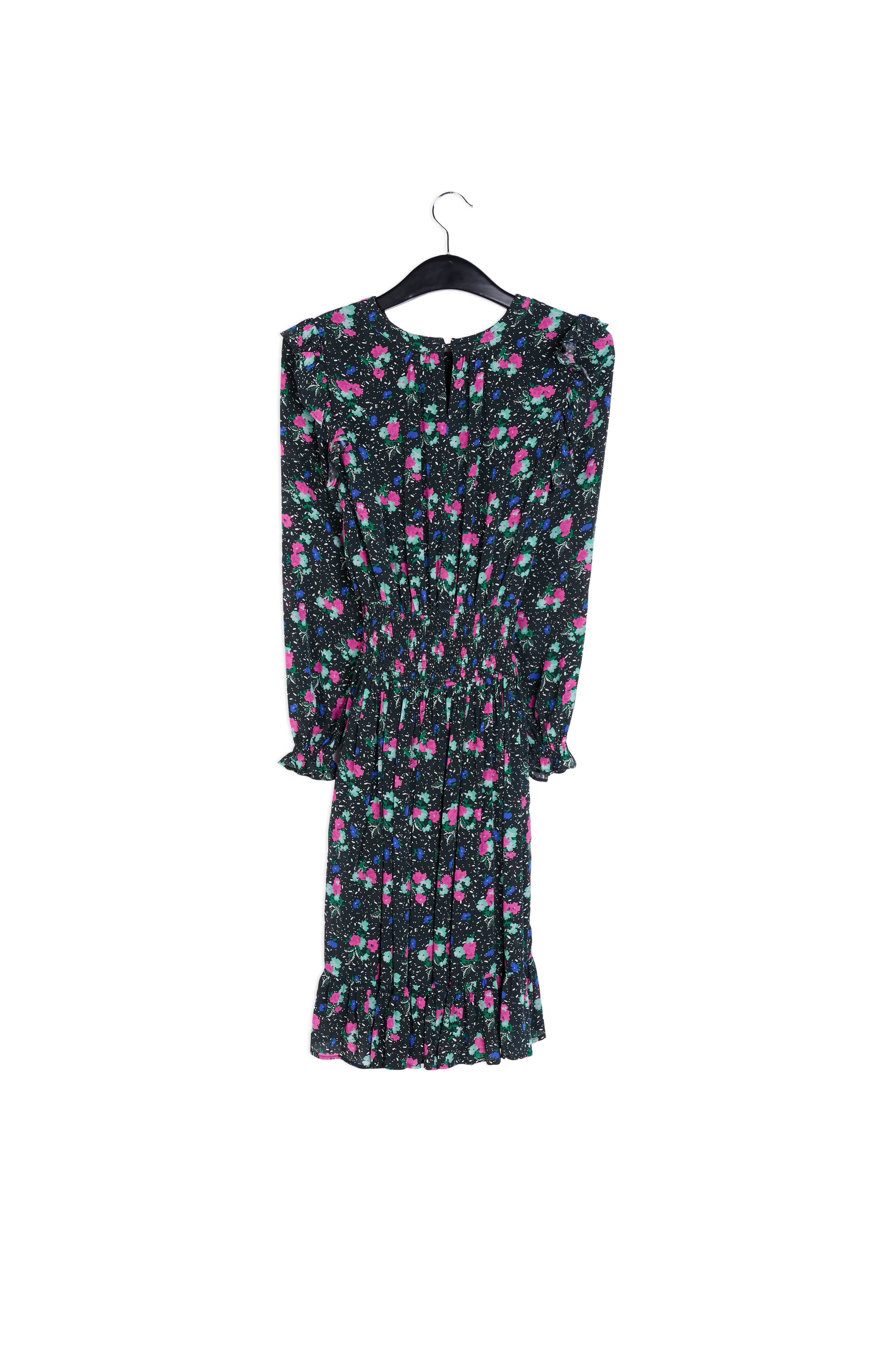 Robe midi noire à imprimé floral RE—SSENTIEL | Essentiel second hand