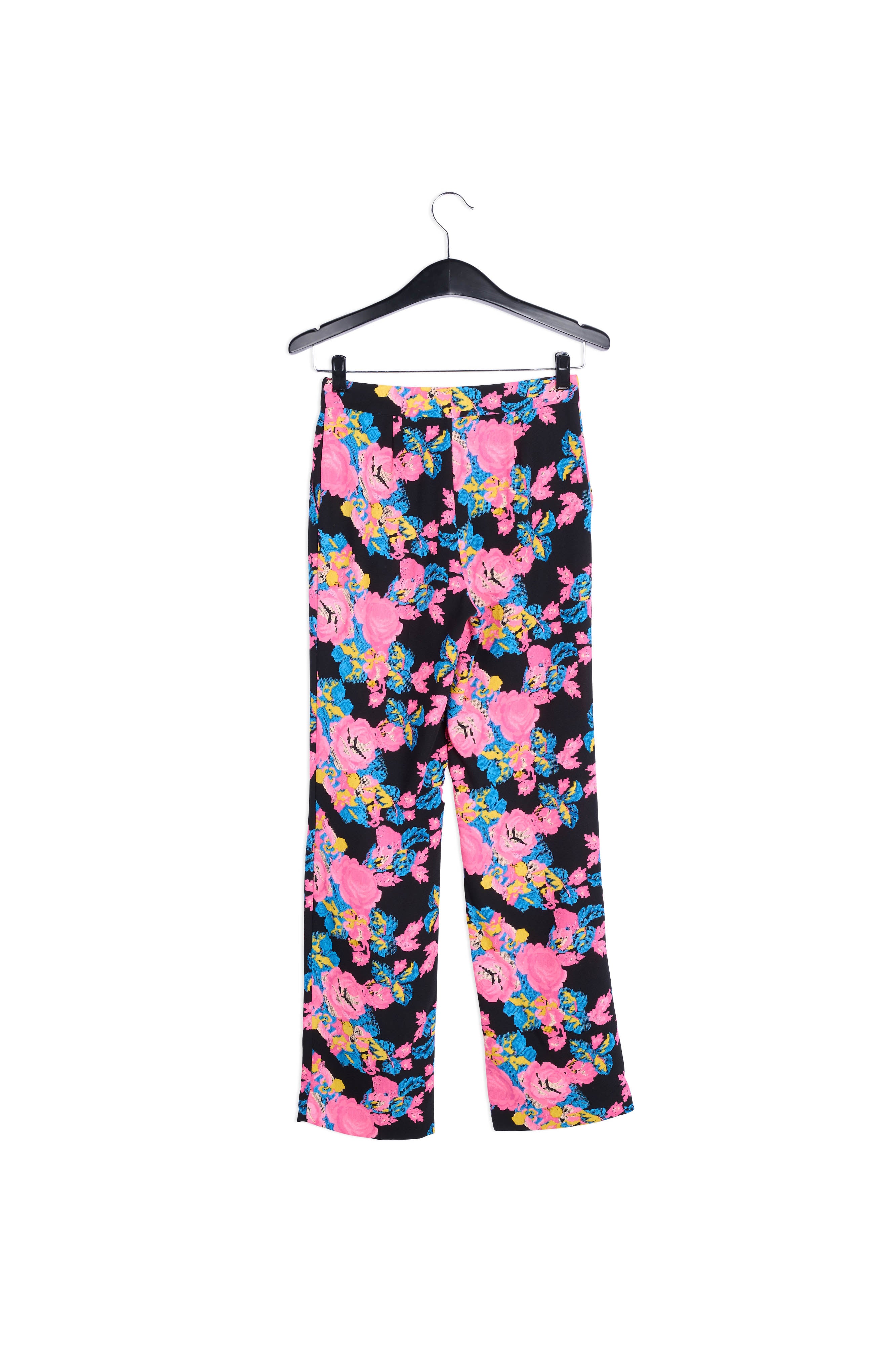 Colorful print black trousers with front crease RE—SSENTIEL | Essentiel second hand