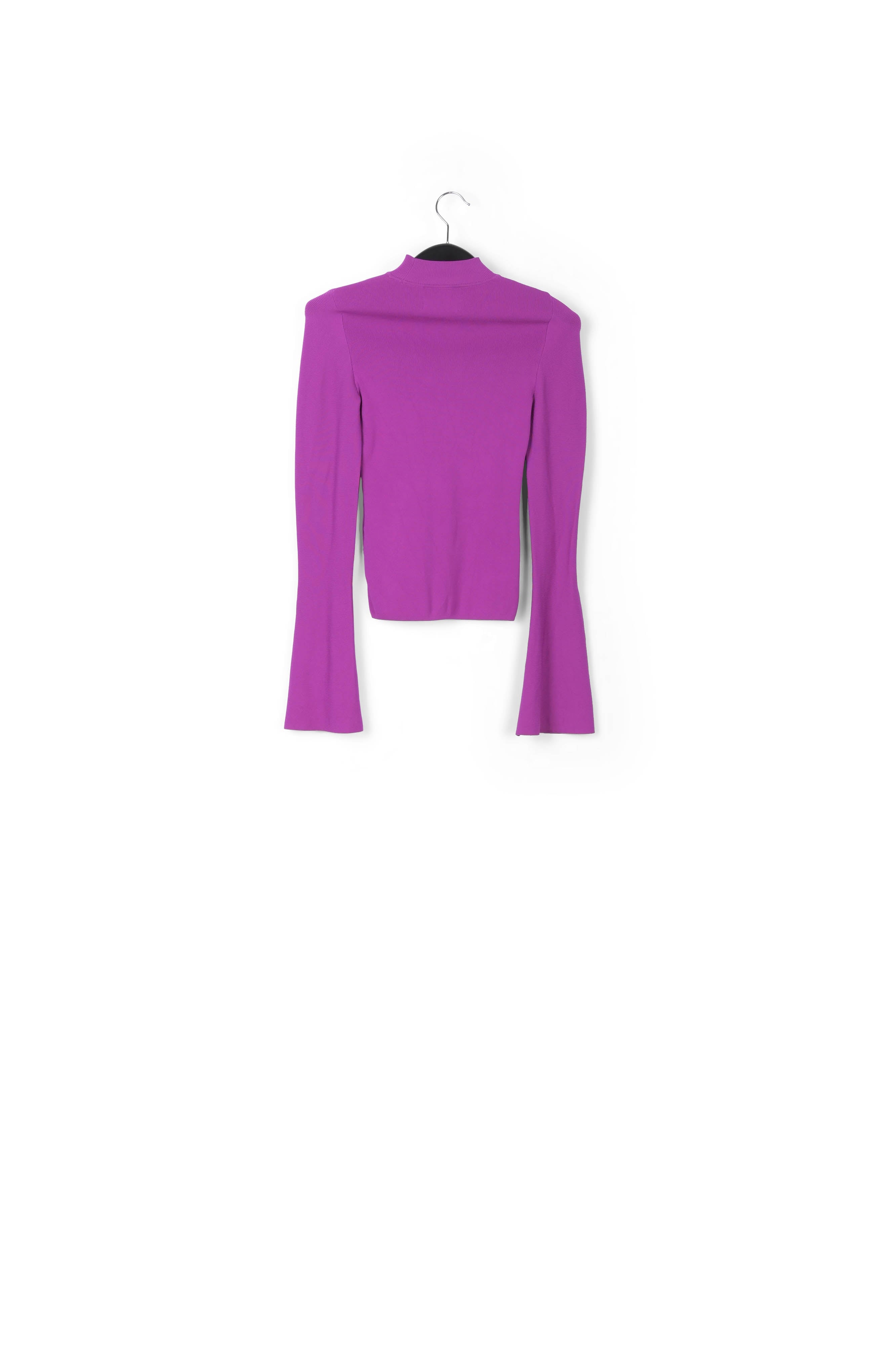 Purple slim-fit knit sweater with trumpet sleeves RE—SSENTIEL | Essentiel second hand