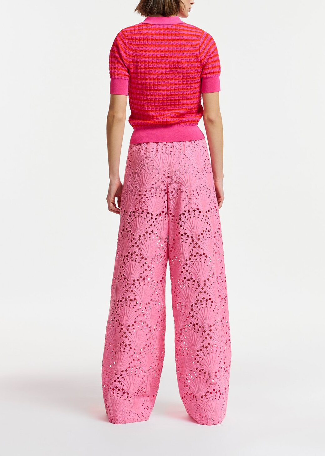 Pink broderie anglaise cotton pants RE—SSENTIEL | Essentiel second hand