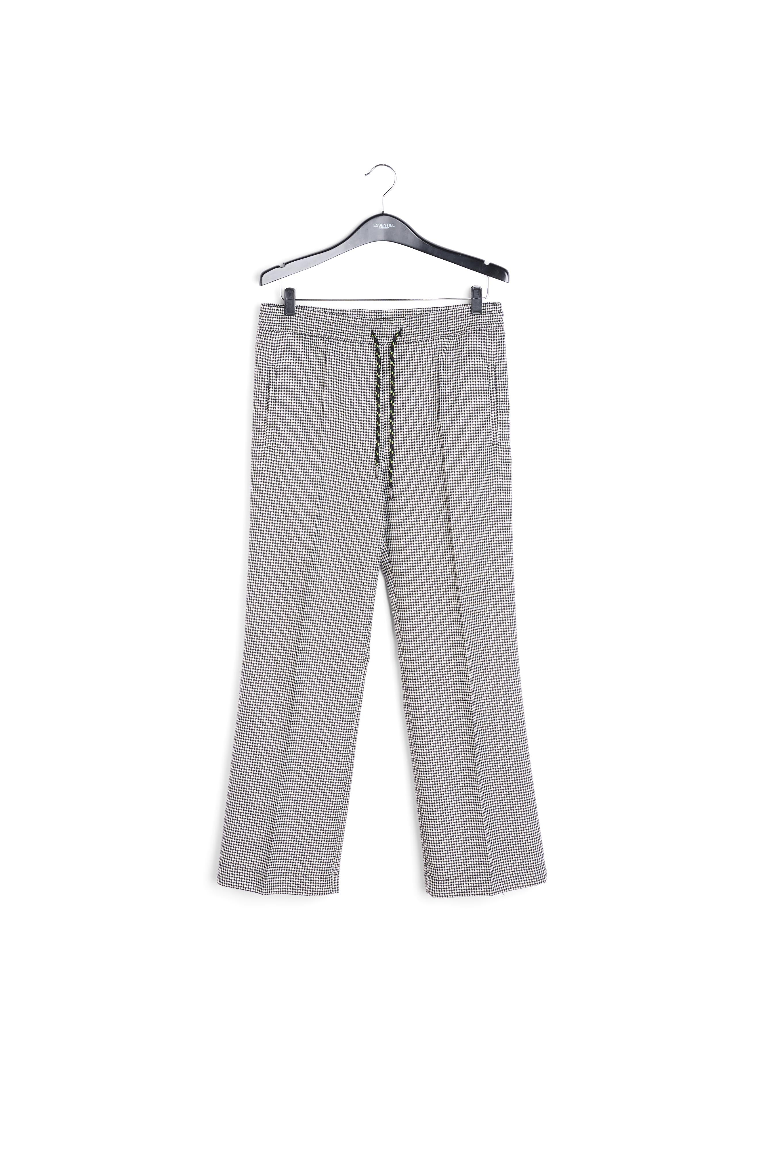 Black and off-white houndstooth pants with drawstring RE—SSENTIEL | Essentiel second hand