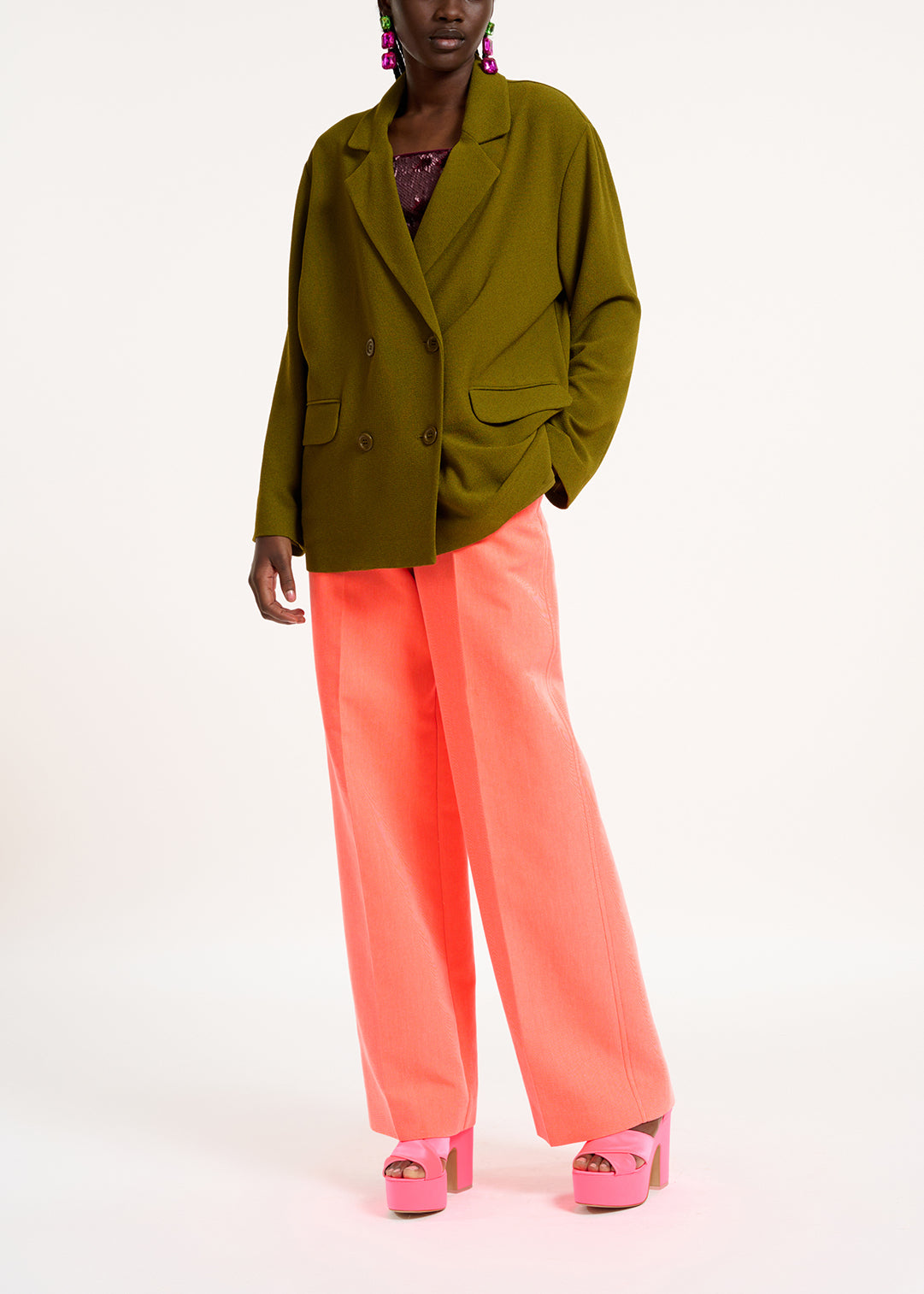 Blazer croisé kaki RE—SSENTIEL | Essentiel second hand