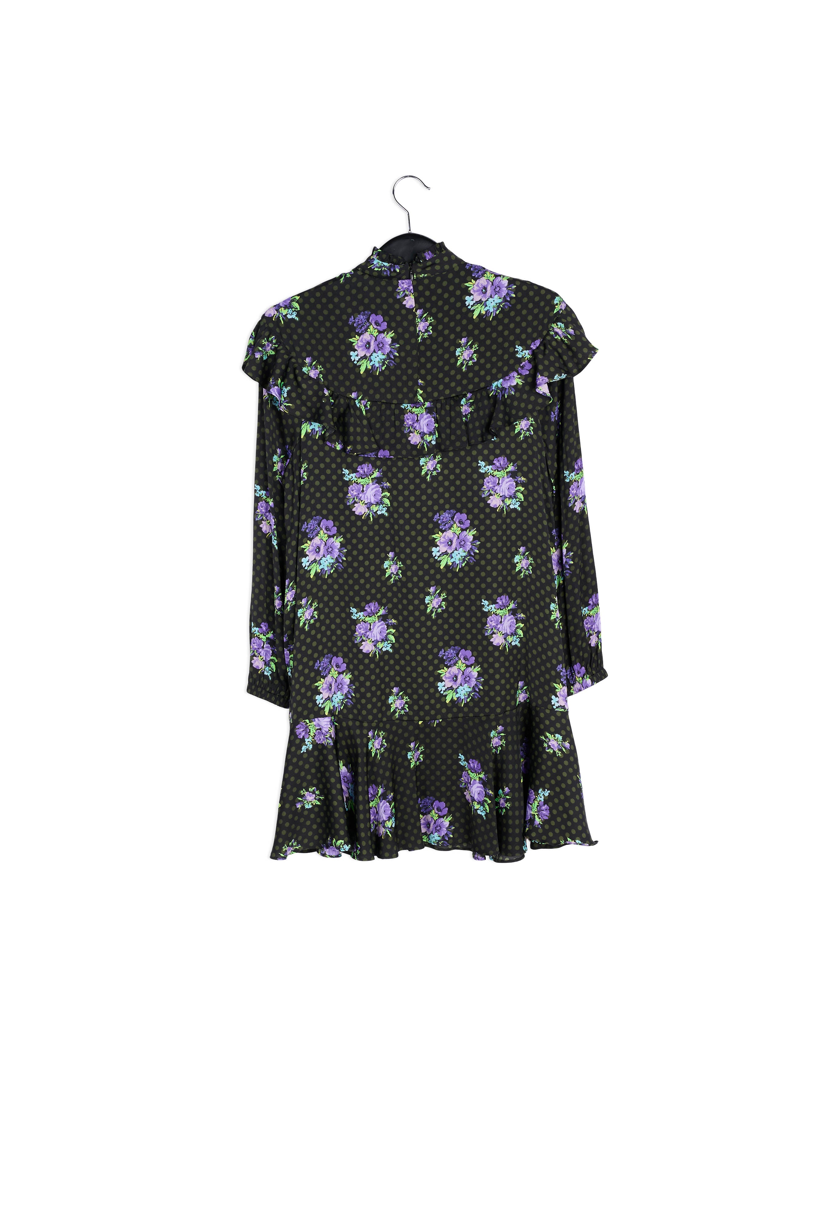Black and purple ruffled a-line dress RE—SSENTIEL | Essentiel second hand