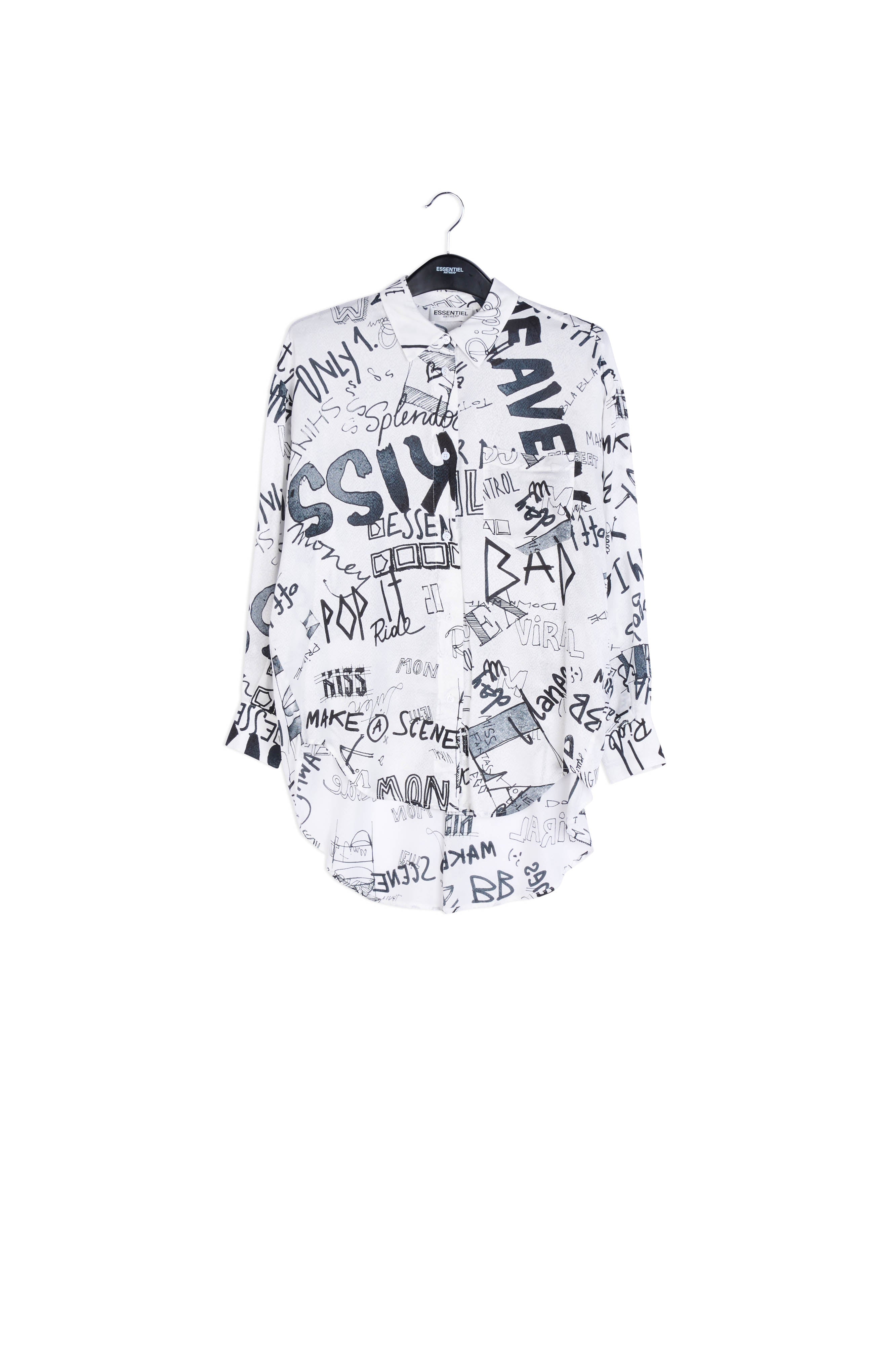 Off-white and black graffiti-print shirt RE—SSENTIEL | Essentiel second hand