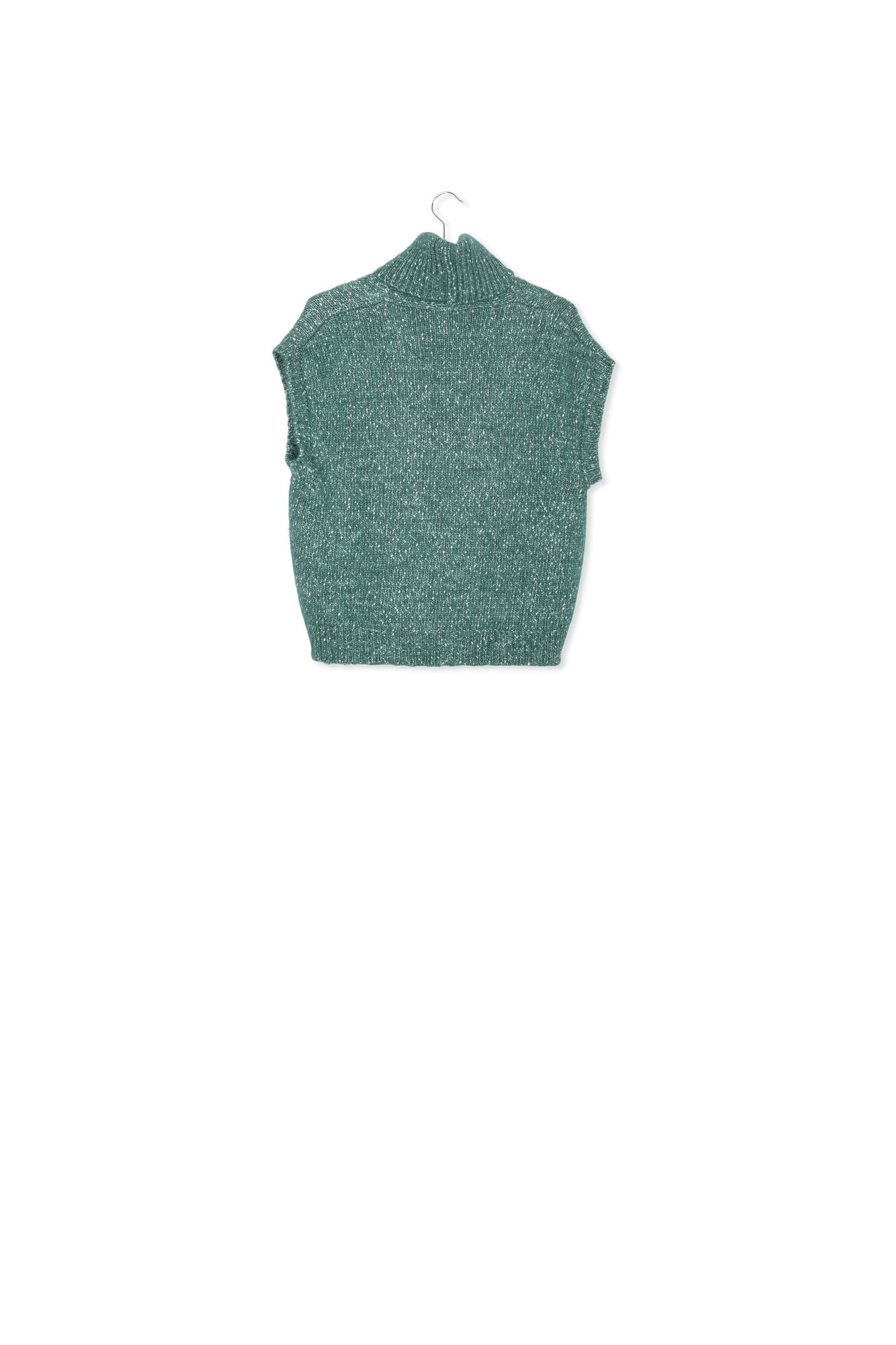 Dark green mélange sleeveless sweater with separate collar RE—SSENTIEL | Essentiel second hand