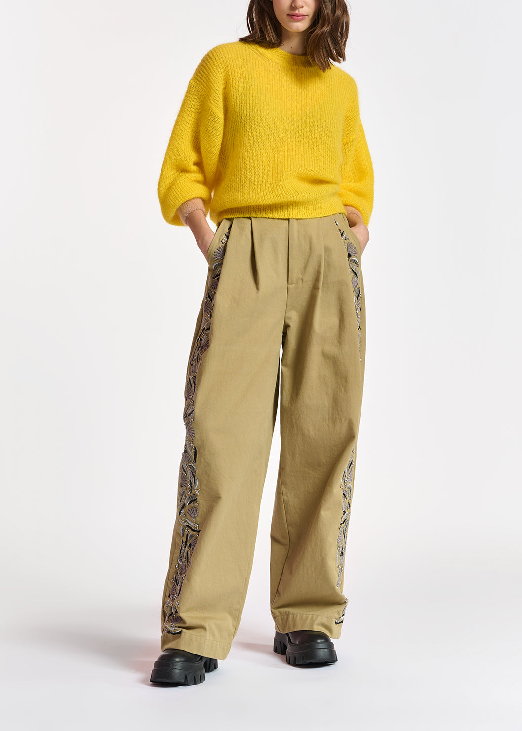 Yellow mohair-blend knit RE—SSENTIEL | Essentiel second hand