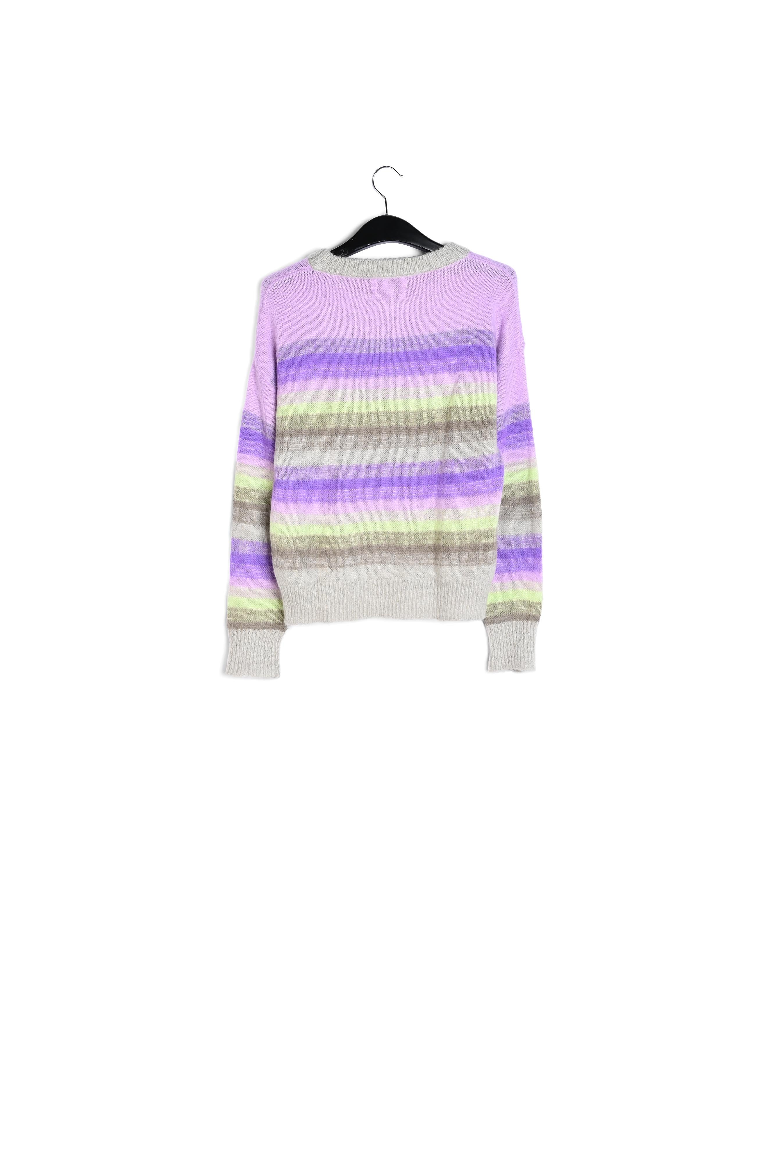 Purple, mint green and beige striped knit sweater RE—SSENTIEL | Essentiel second hand