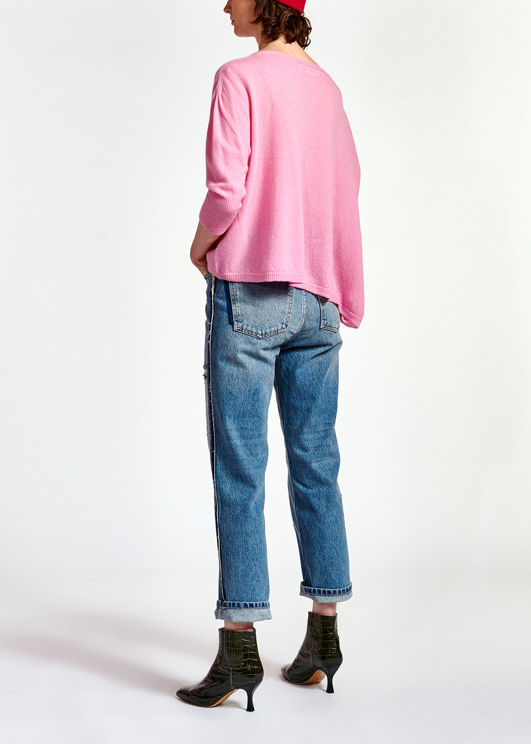 Dark blue distressed high-rise jeans RE—SSENTIEL | Essentiel second hand