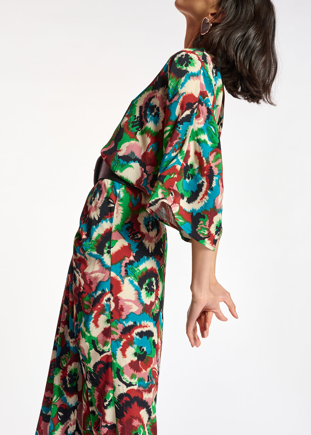 Multicolor kimono dress with floral print RE—SSENTIEL | Essentiel second hand