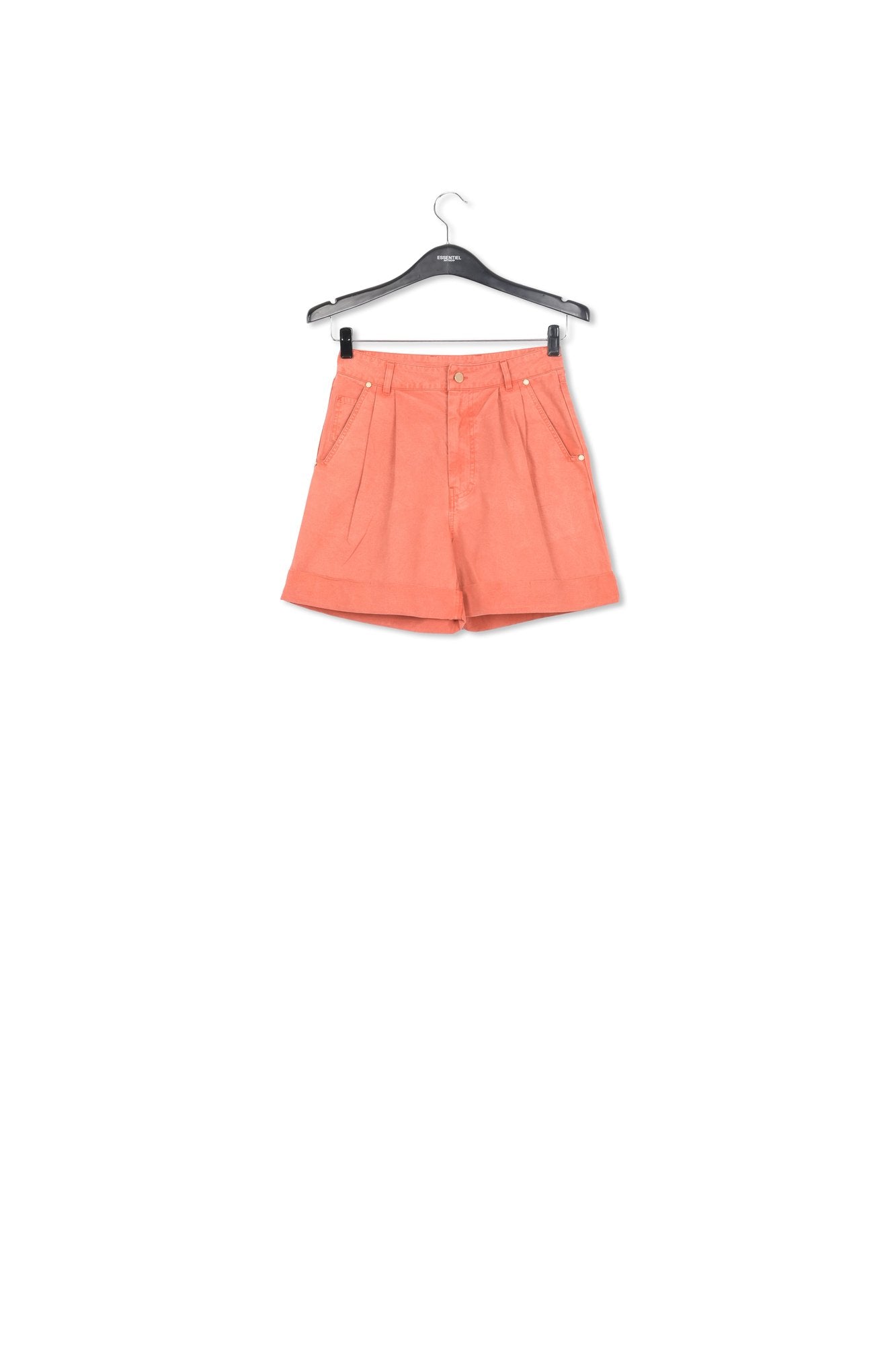 Dark orange high-rise loose-fit denim shorts RE—SSENTIEL | Essentiel second hand