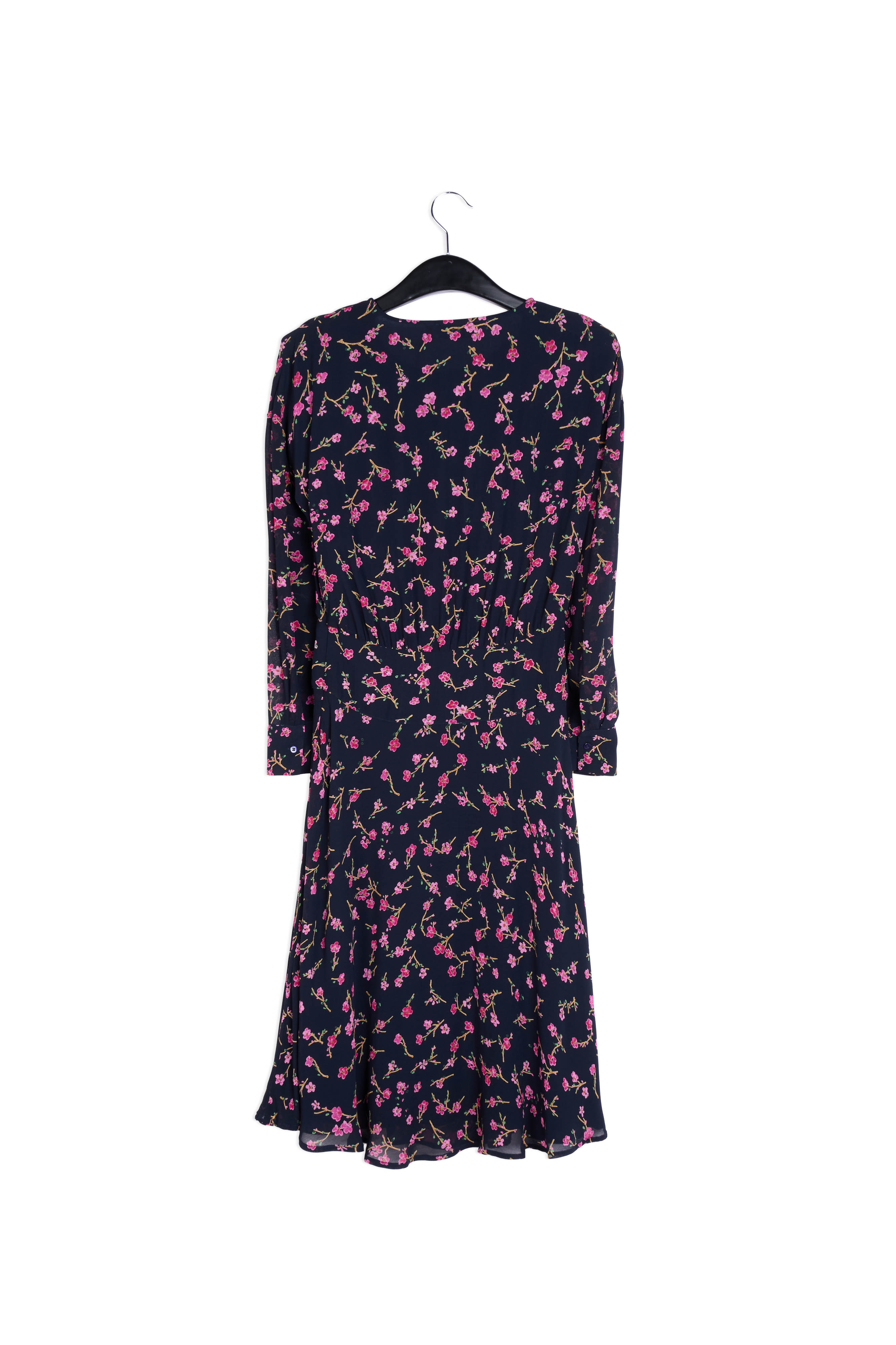 Robe florale bleue foncé avec fleurs de cerisier RE—SSENTIEL | Essentiel second hand