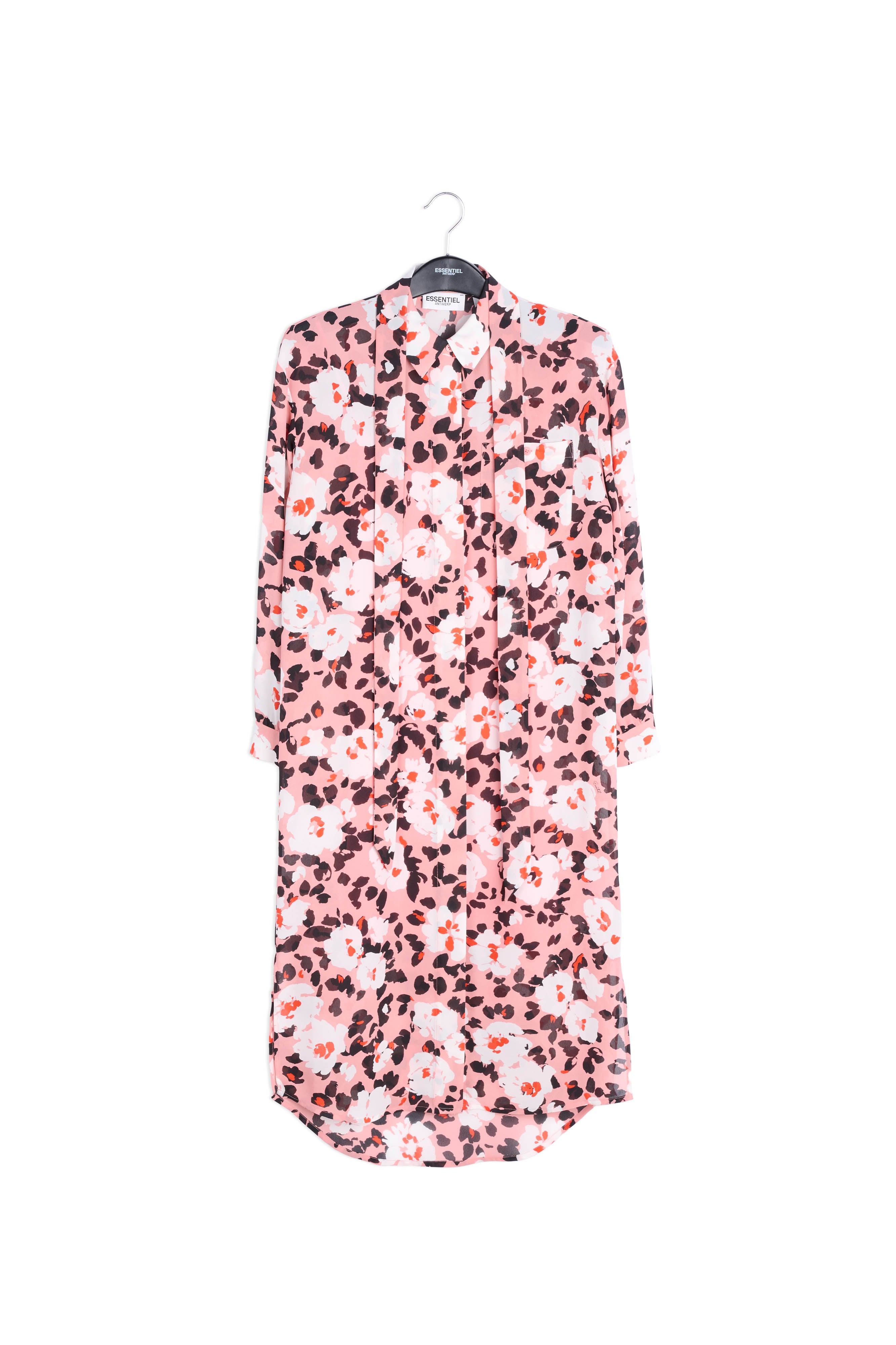 Pink floral-print shirt dress RE—SSENTIEL | Essentiel second hand