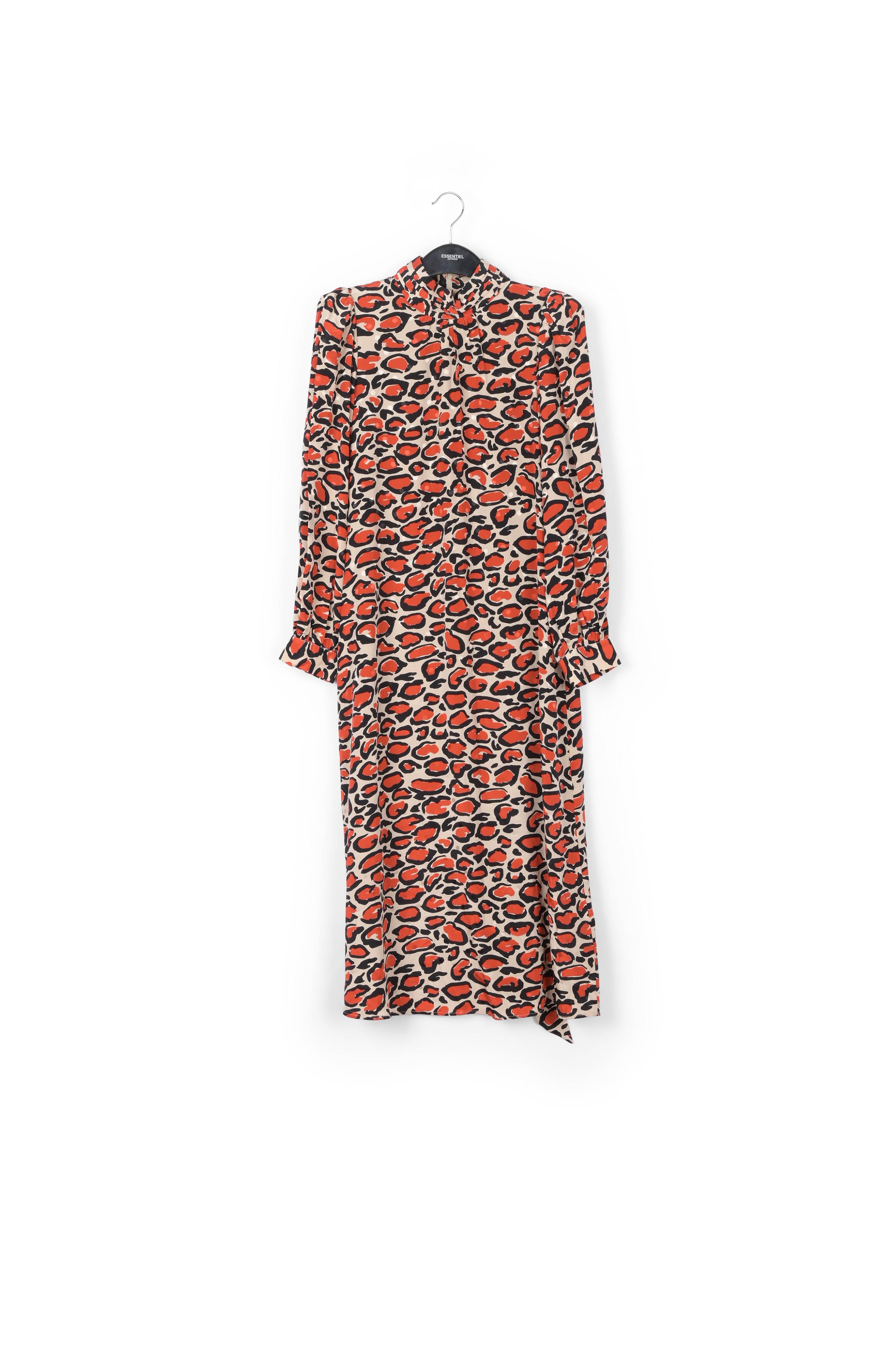 Robe midi écrue à col roulé en soie à imprimé léopard RE—SSENTIEL | Essentiel second hand