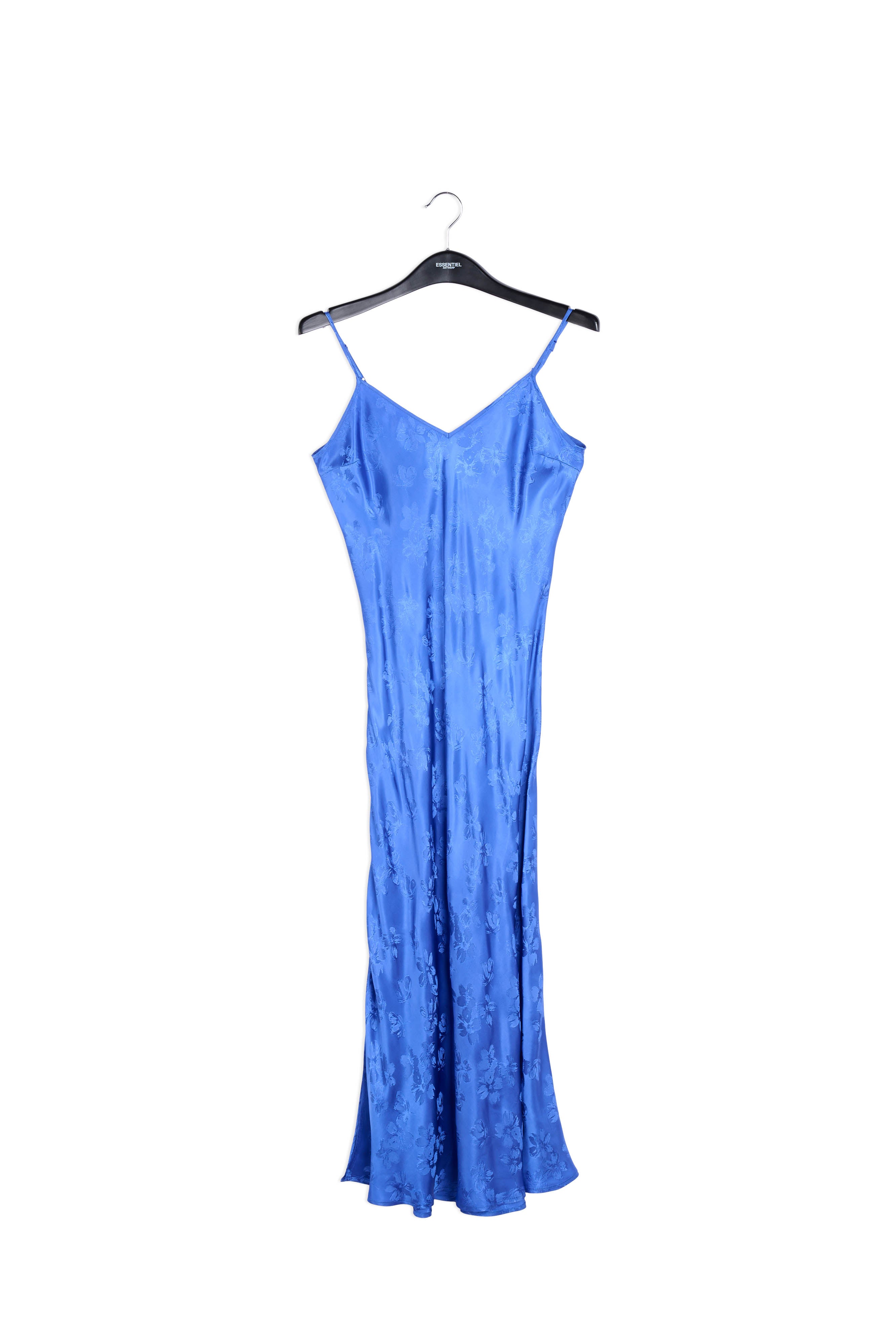 Cobalt blue floral-print jacquard slip dress RE—SSENTIEL | Essentiel second hand