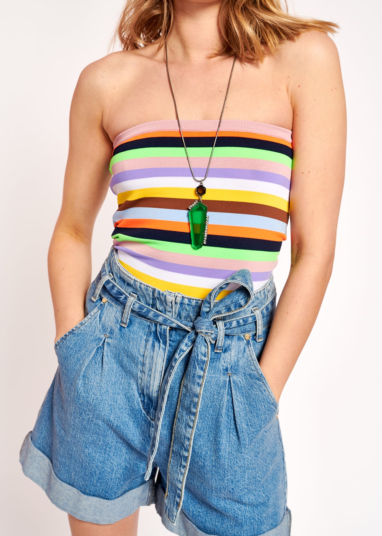 Multicolored striped bustier top RE—SSENTIEL | Essentiel second hand