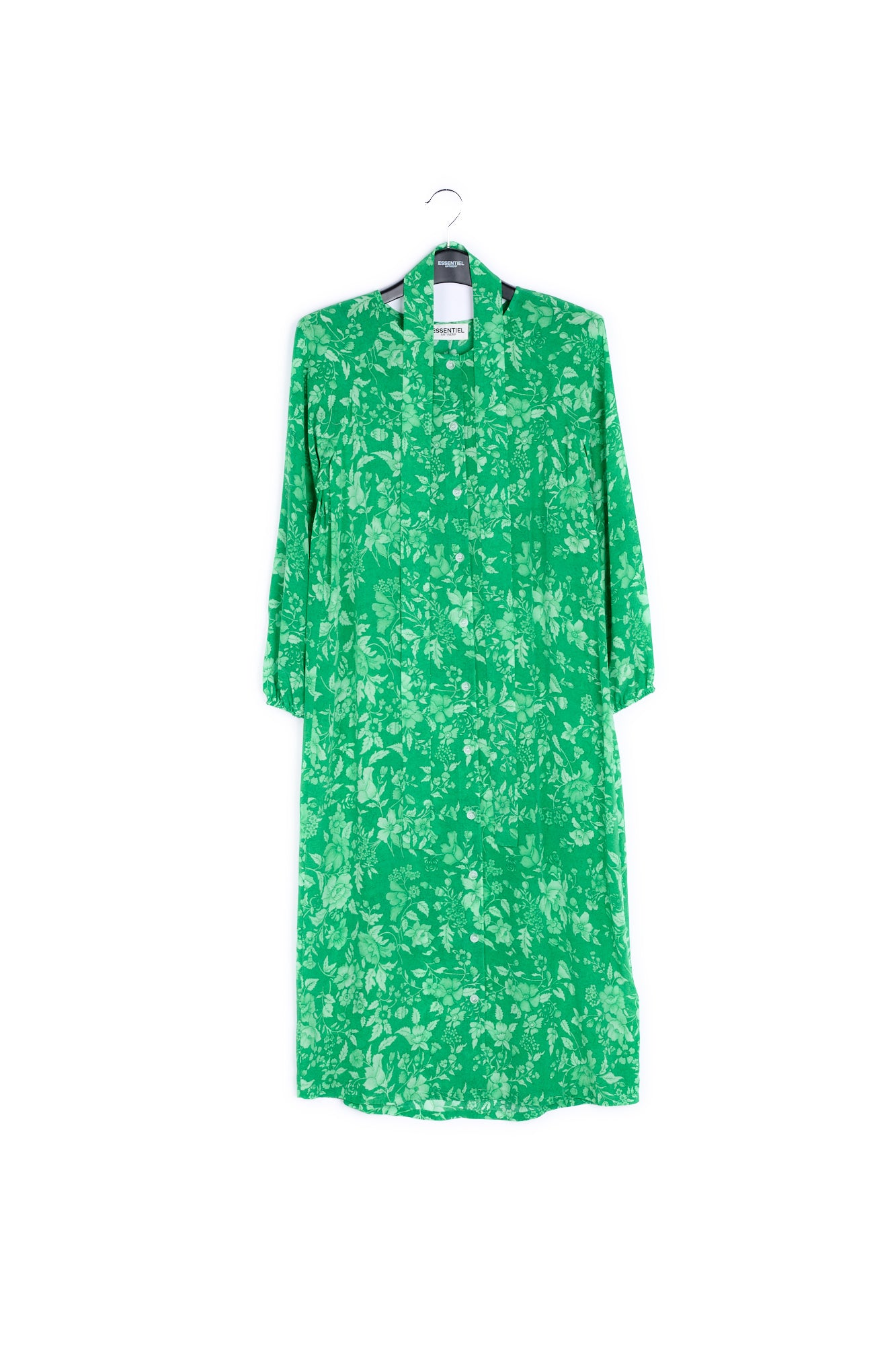 Printed green silk shirt dress RE—SSENTIEL | Essentiel second hand