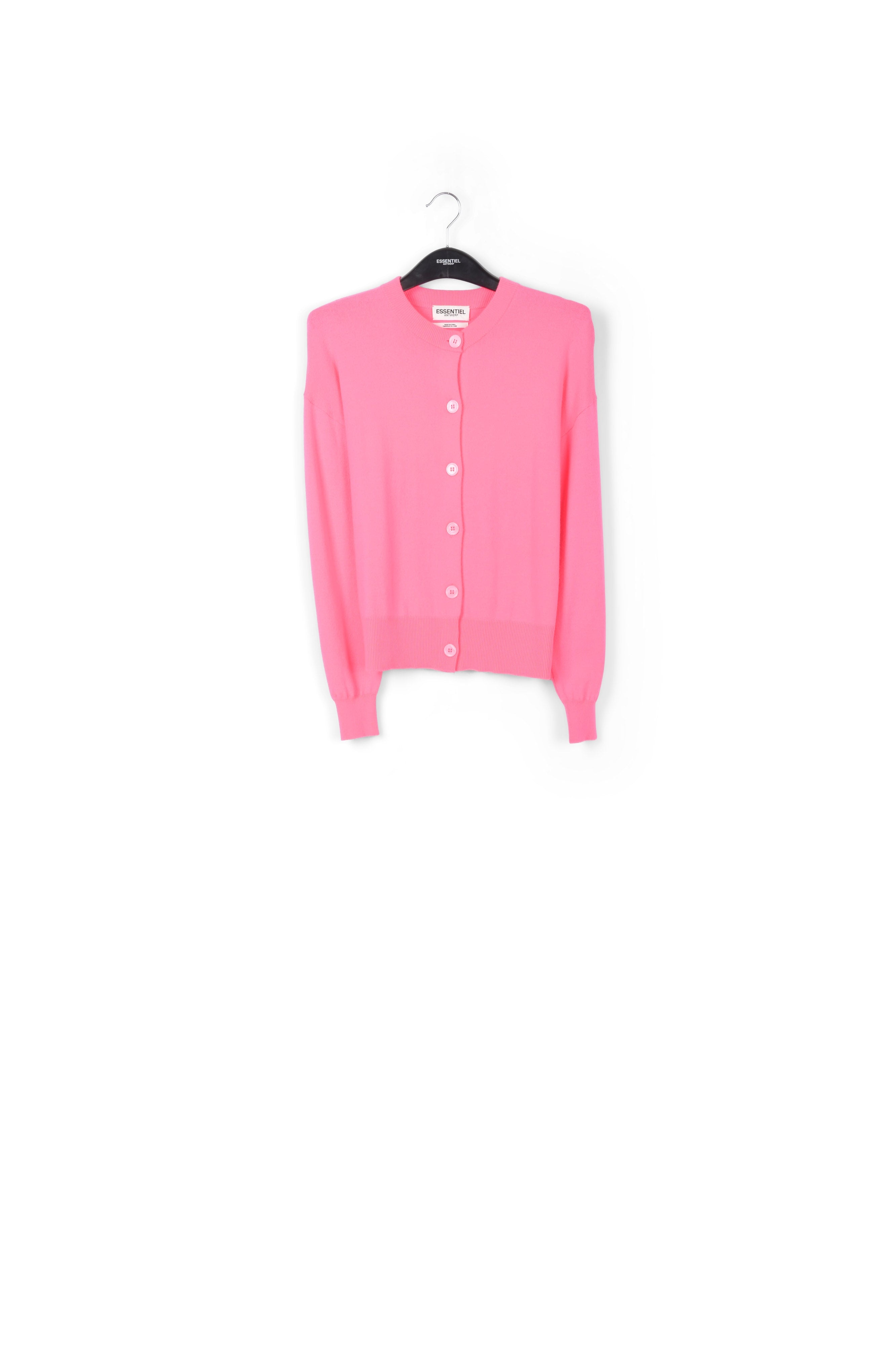 Cardigan rose néon en tricot fin RE—SSENTIEL | Essentiel second hand