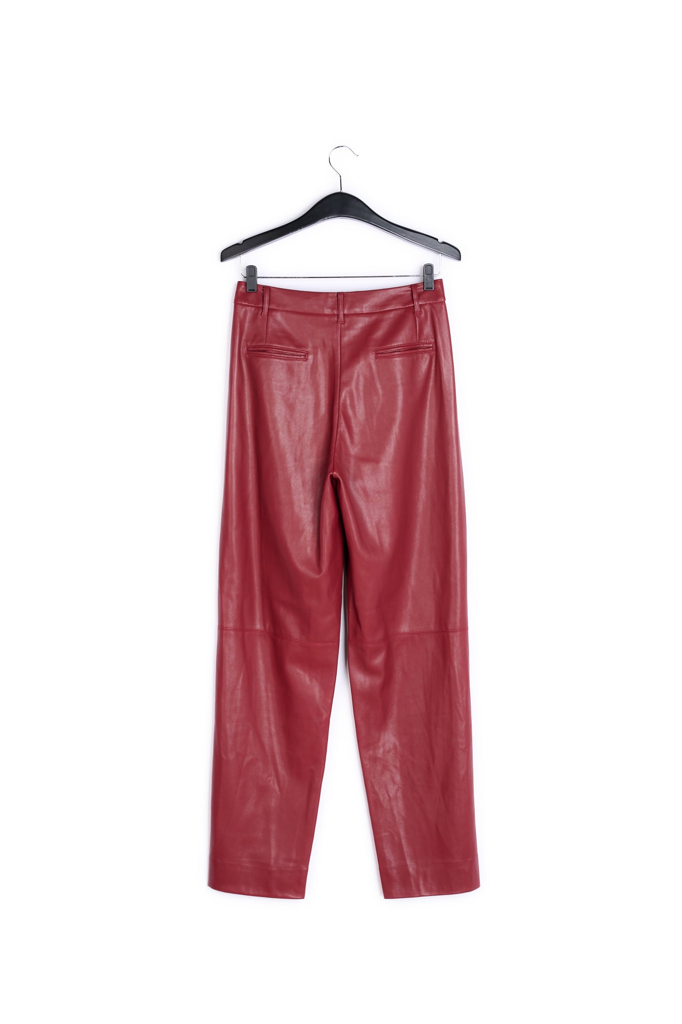 Red faux leather baggy-fit pants RE—SSENTIEL | Essentiel second hand