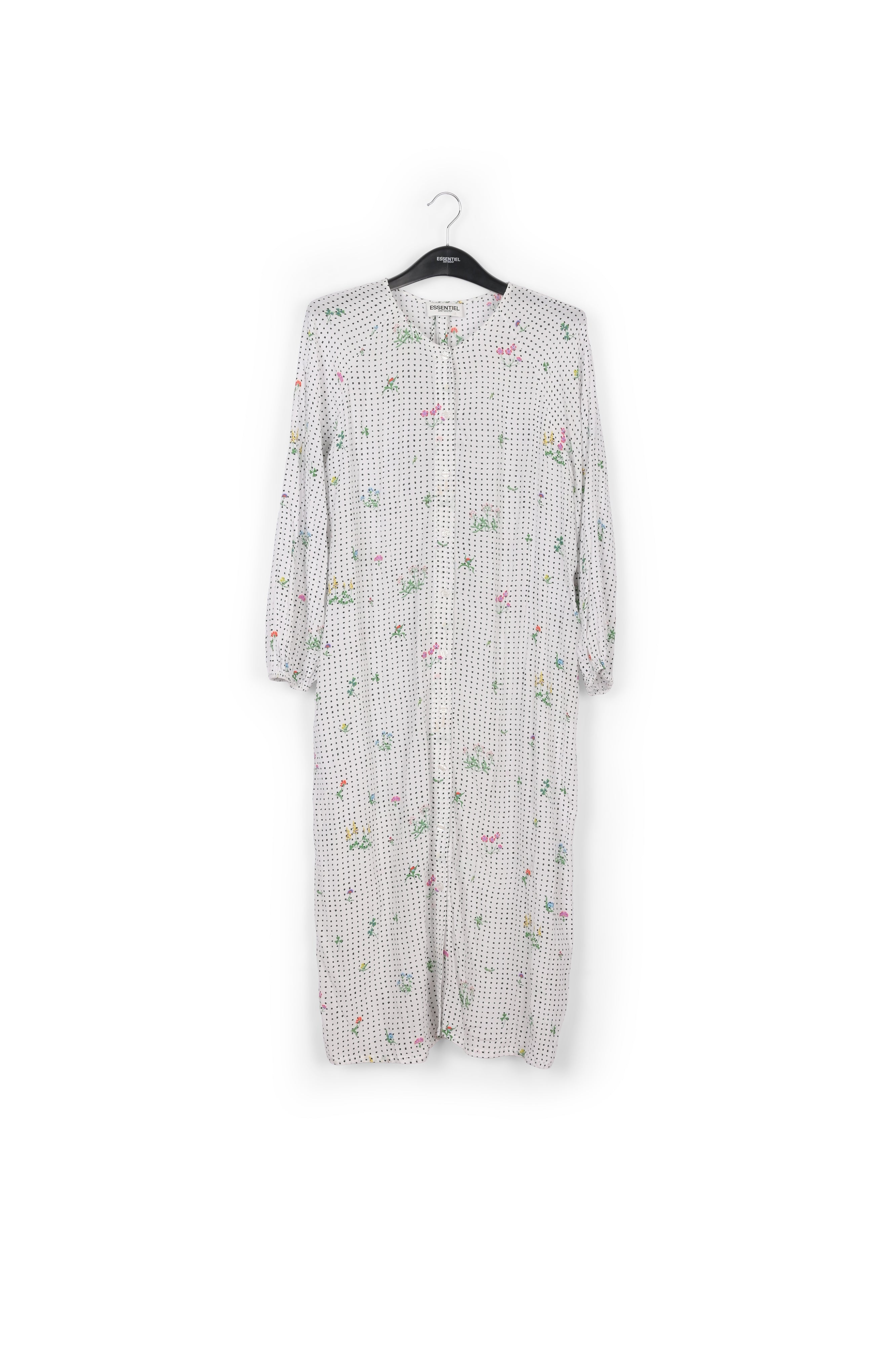 Off-white polka dot and floral shirt dress RE—SSENTIEL | Essentiel second hand