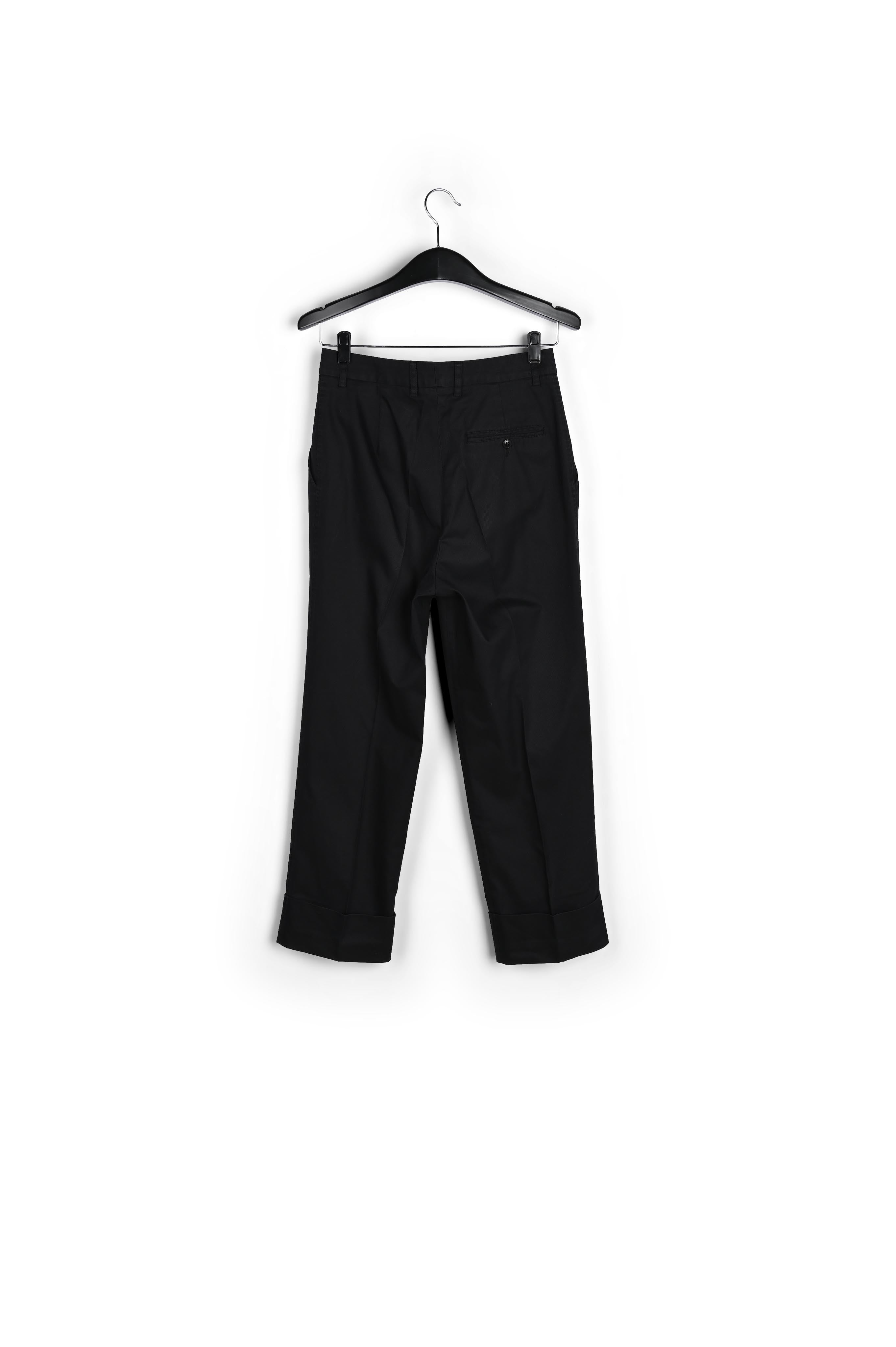 Pantalon noir aux jambes droites en coton mélangé RE—SSENTIEL | Essentiel second hand