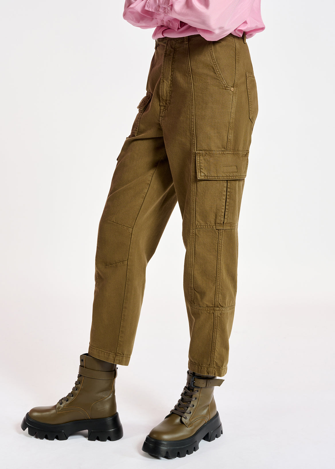 Khaki straight-leg cargo jeans RE—SSENTIEL | Essentiel second hand
