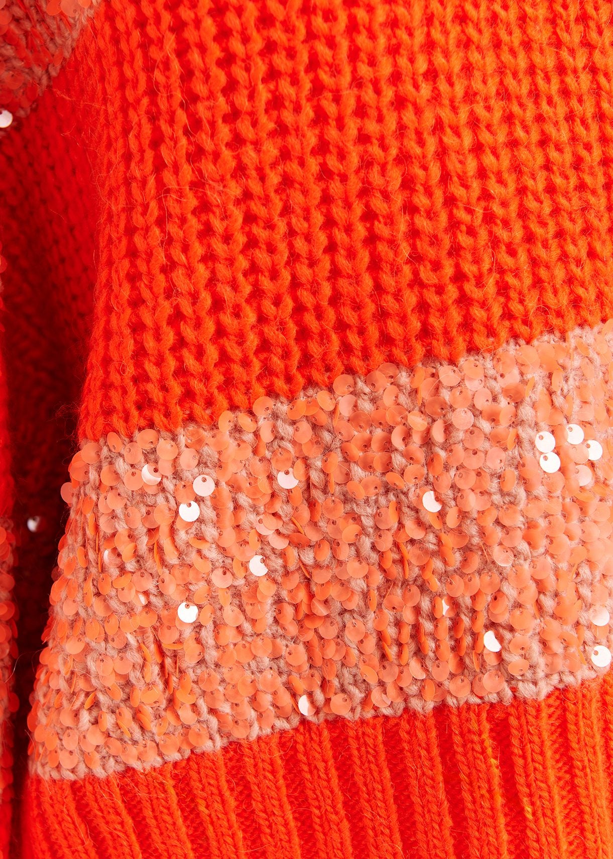 Orange knit sweater with sequin-embellished stripes RE—SSENTIEL | Essentiel second hand