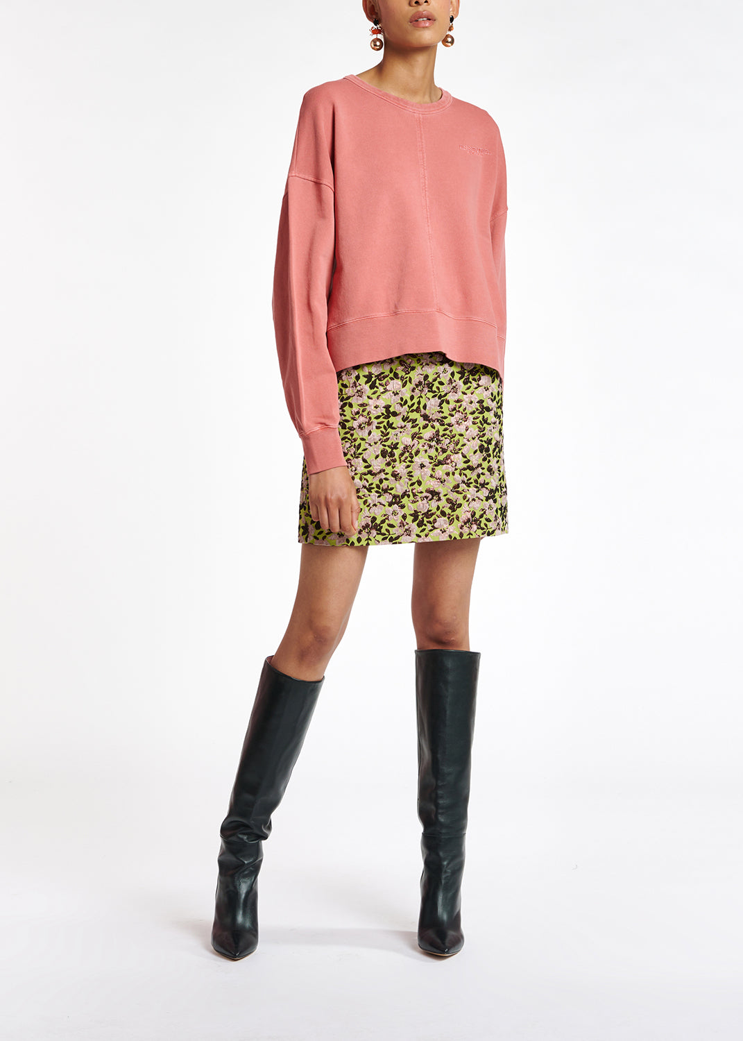 Pink organic-cotton jersey sweatshirt RE—SSENTIEL | Essentiel second hand