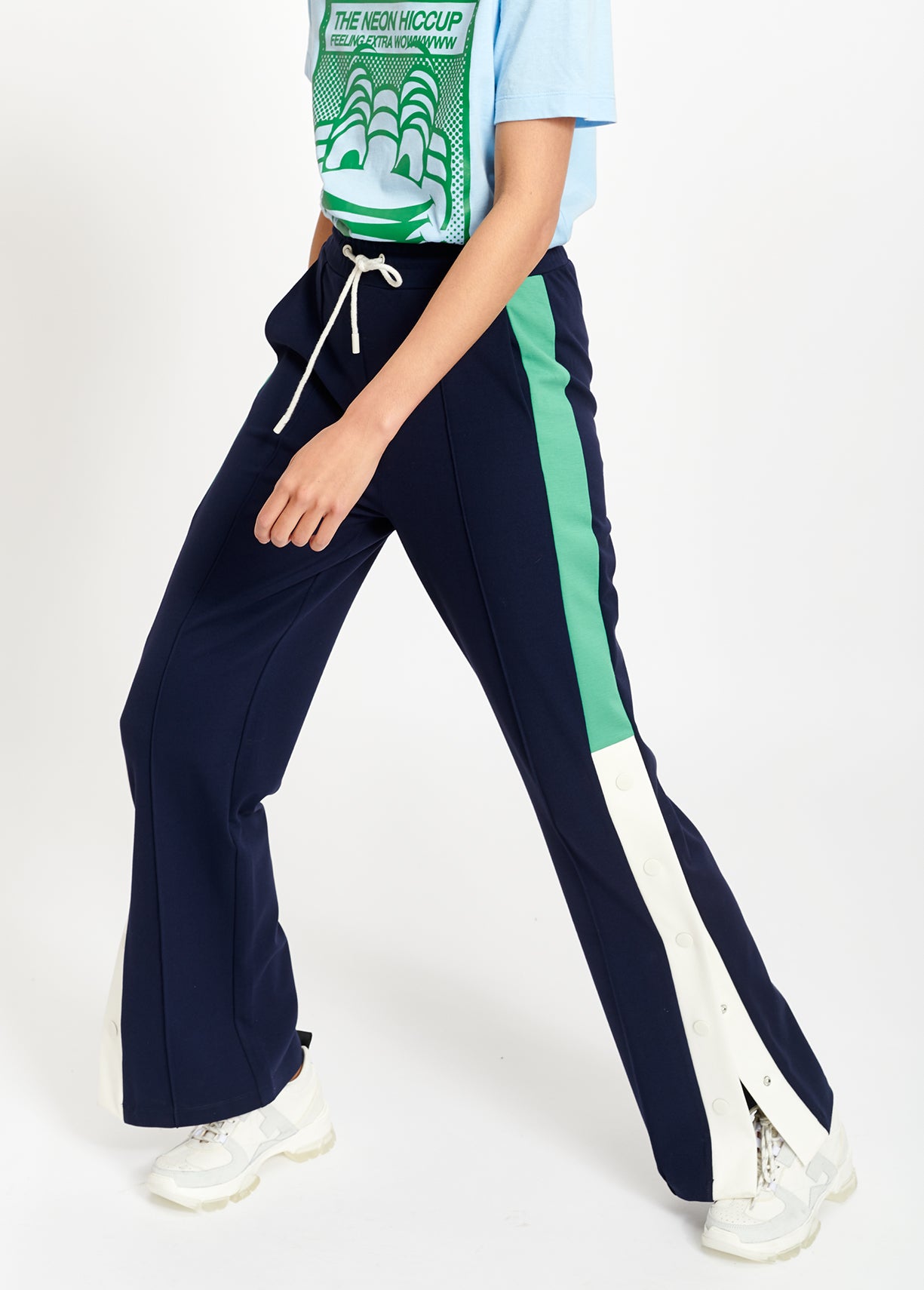 Navy blue, teal and white track pants RE—SSENTIEL | Essentiel second hand