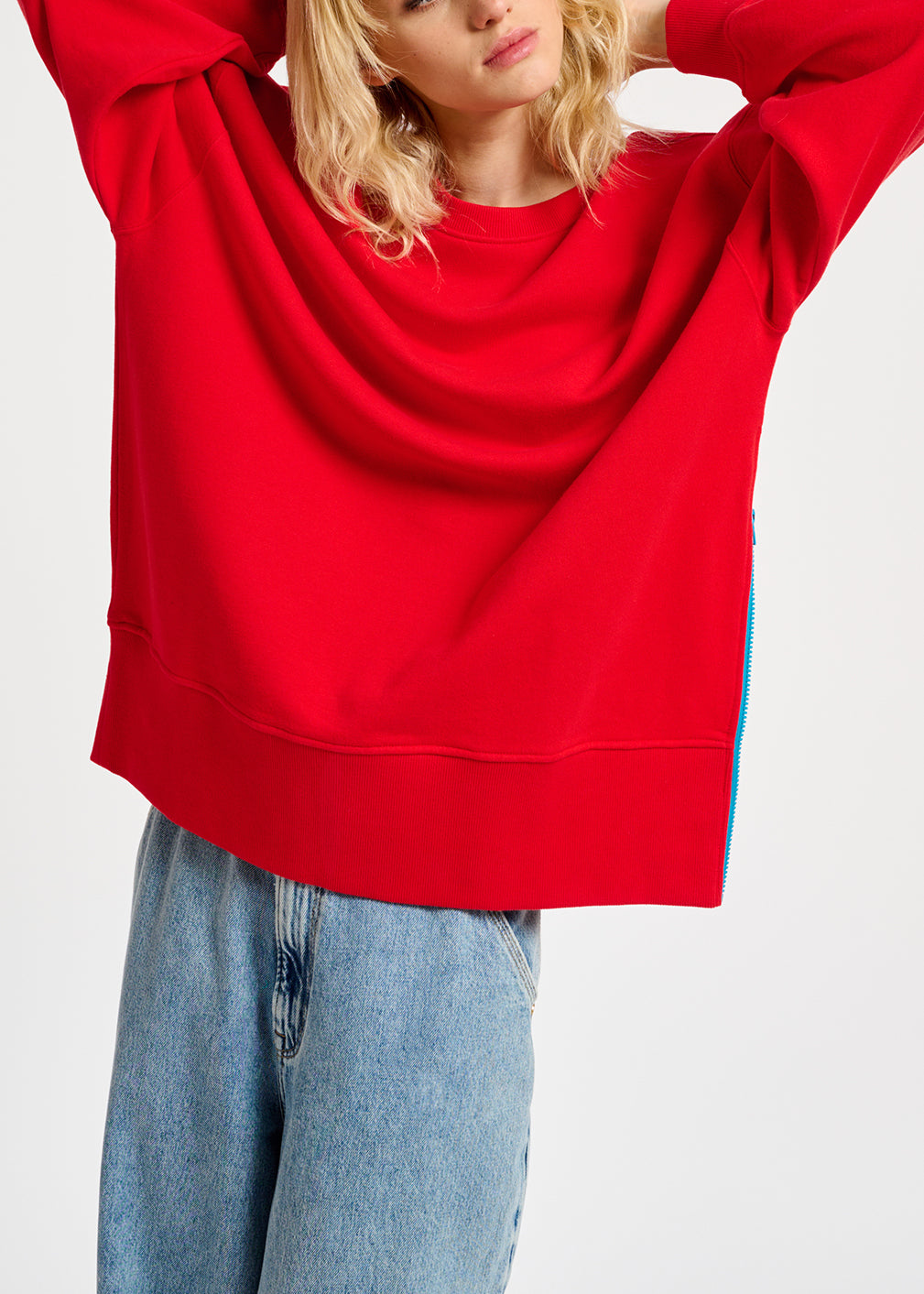 Red organic cotton sweatshirt with boxy cut RE—SSENTIEL | Essentiel second hand