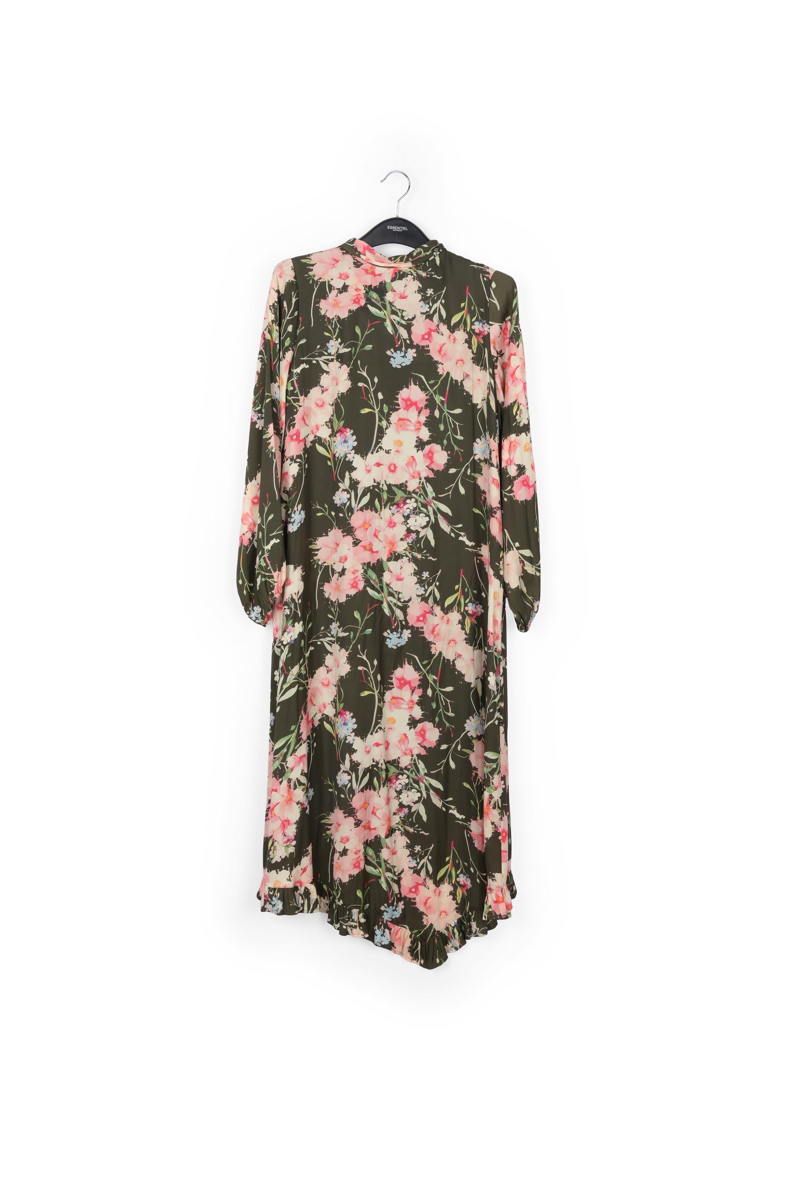 Robe florale verte avec nœud RE—SSENTIEL | Essentiel second hand