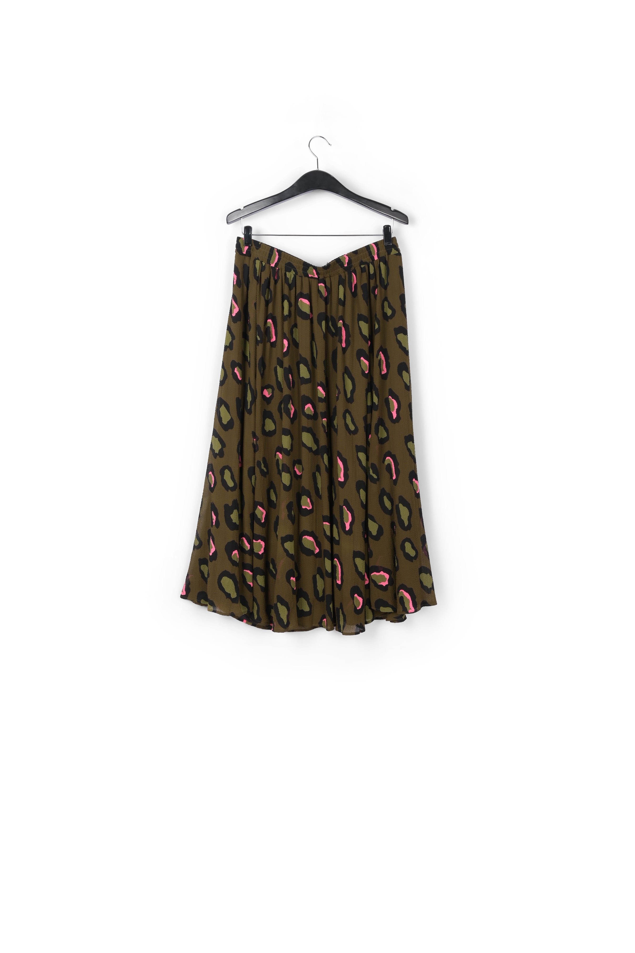 Kaki midirok met luipaardprint RE—SSENTIEL | Essentiel second hand