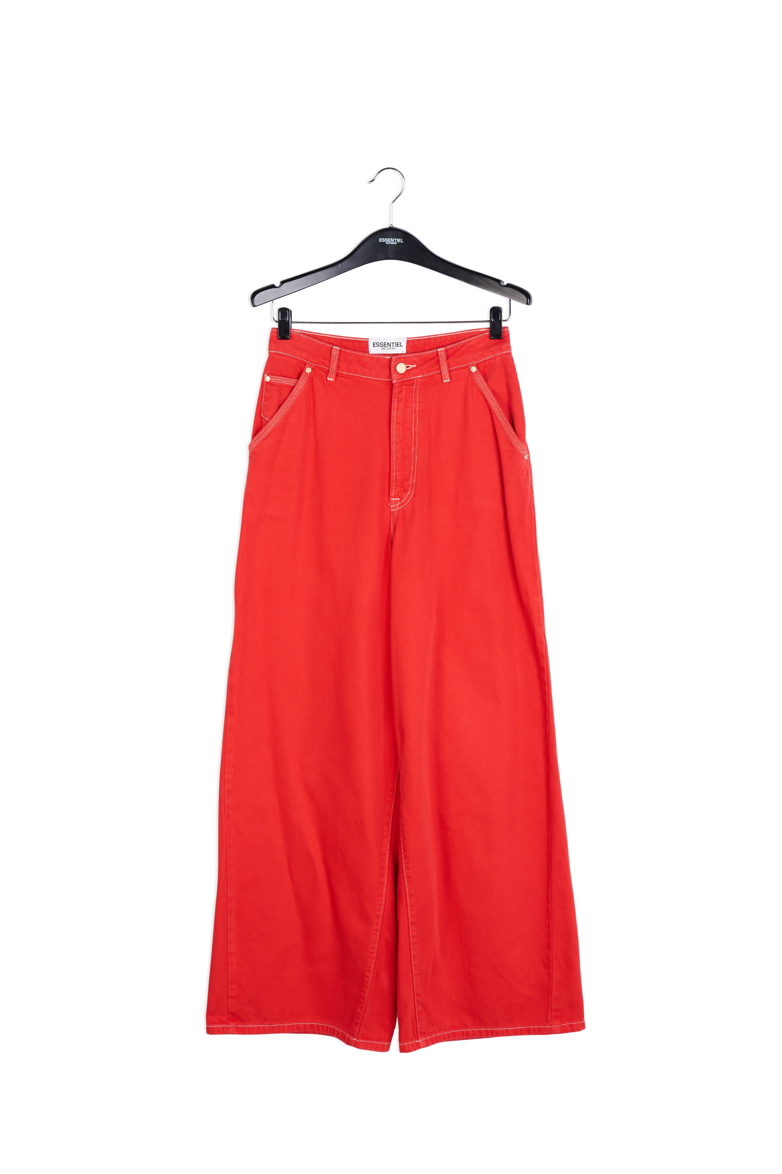 Red denim wide-leg jeans RE—SSENTIEL | Essentiel second hand