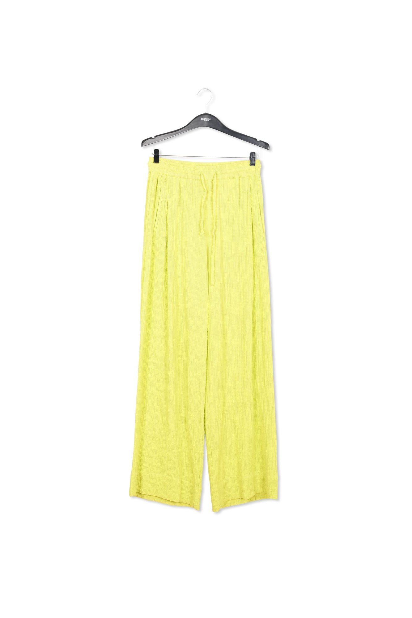 Lime green wide-leg seersucker pants RE—SSENTIEL | Essentiel second hand