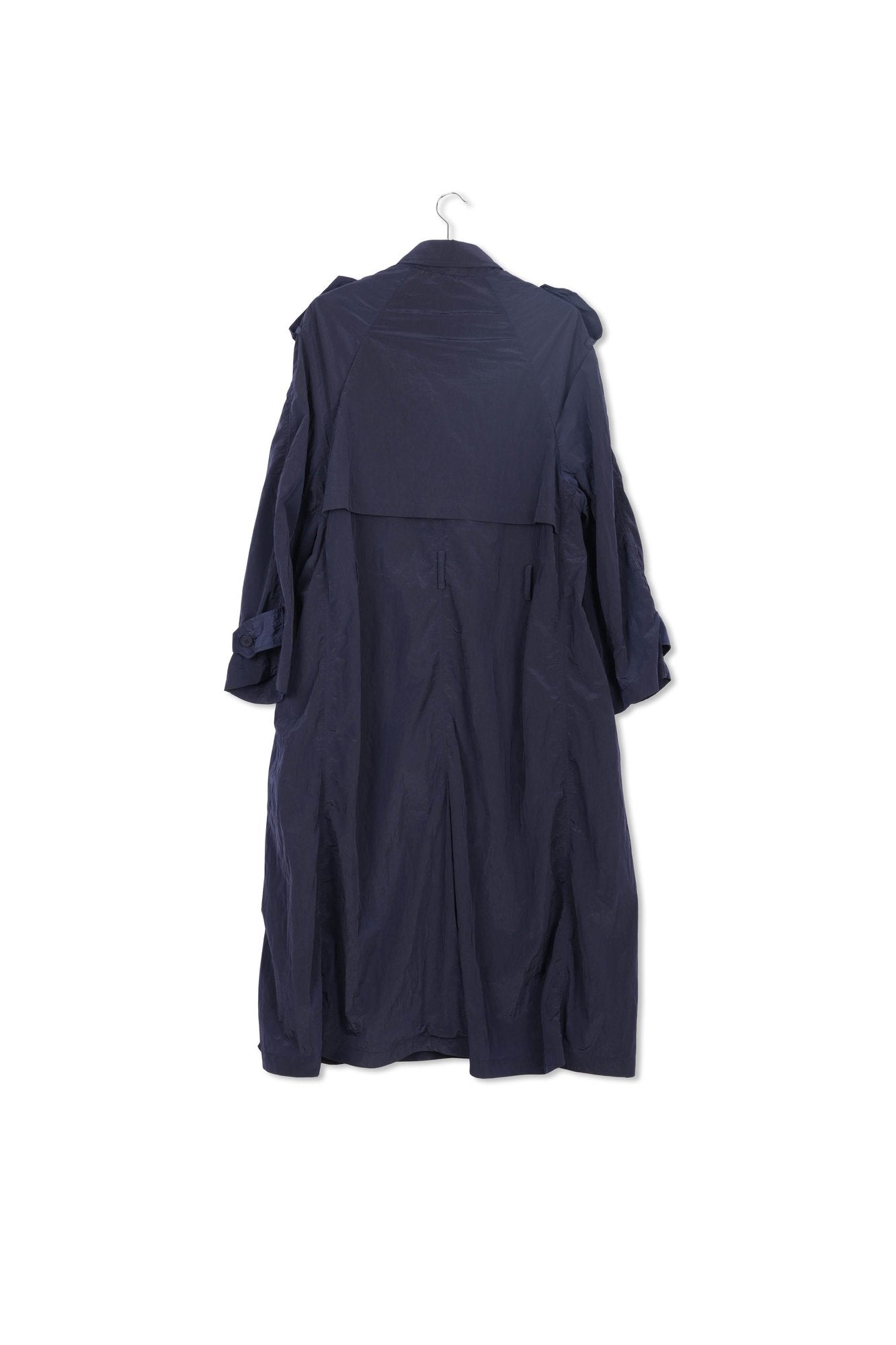Navy blue double-breasted trench coat RE—SSENTIEL | Essentiel second hand