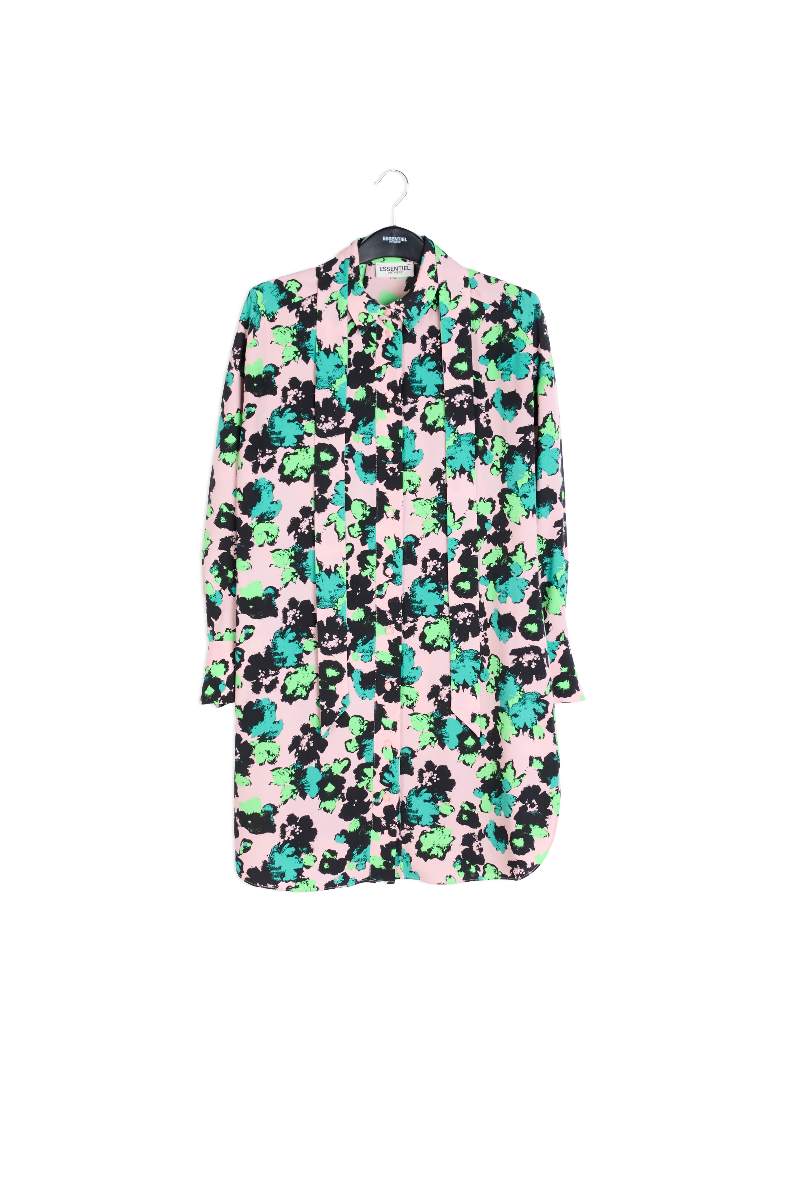 Pink floral mini shirt dress RE—SSENTIEL | Essentiel second hand