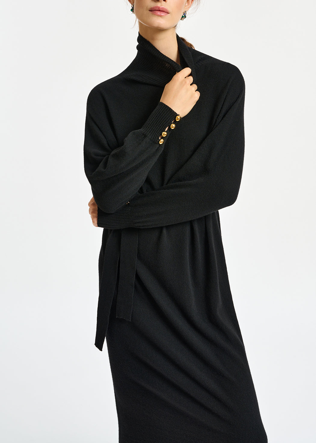 Black turtleneck knit dress RE—SSENTIEL | Essentiel second hand