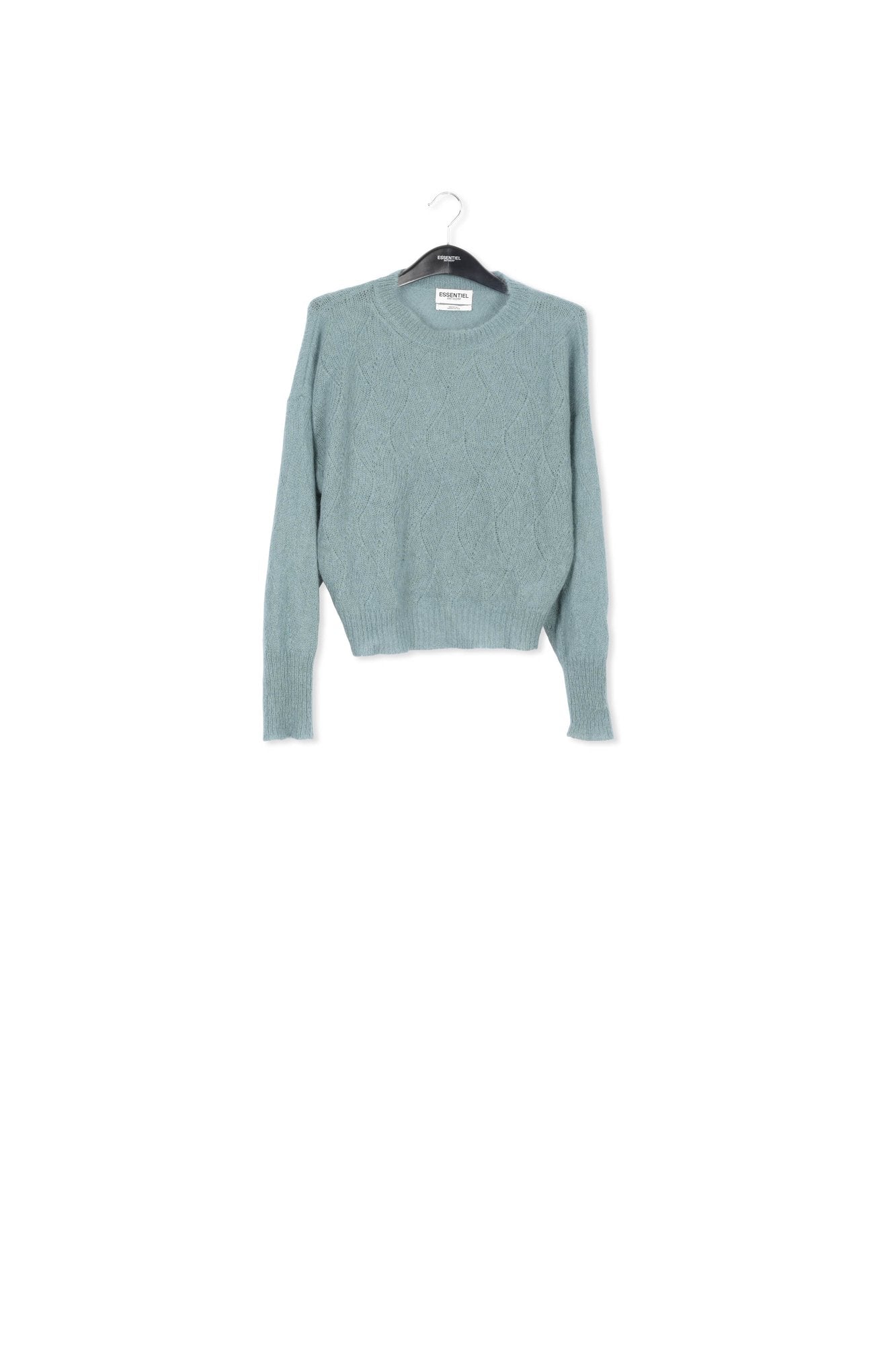 Blue ajour-knitted mohair sweater RE—SSENTIEL | Essentiel second hand
