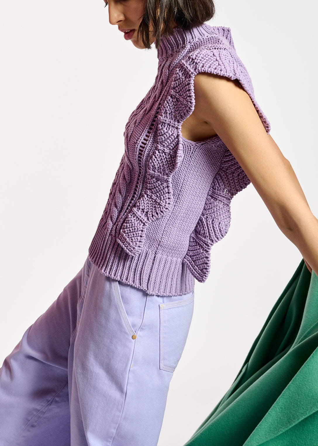 Pull sans manches lilas à volants RE—SSENTIEL | Essentiel second hand