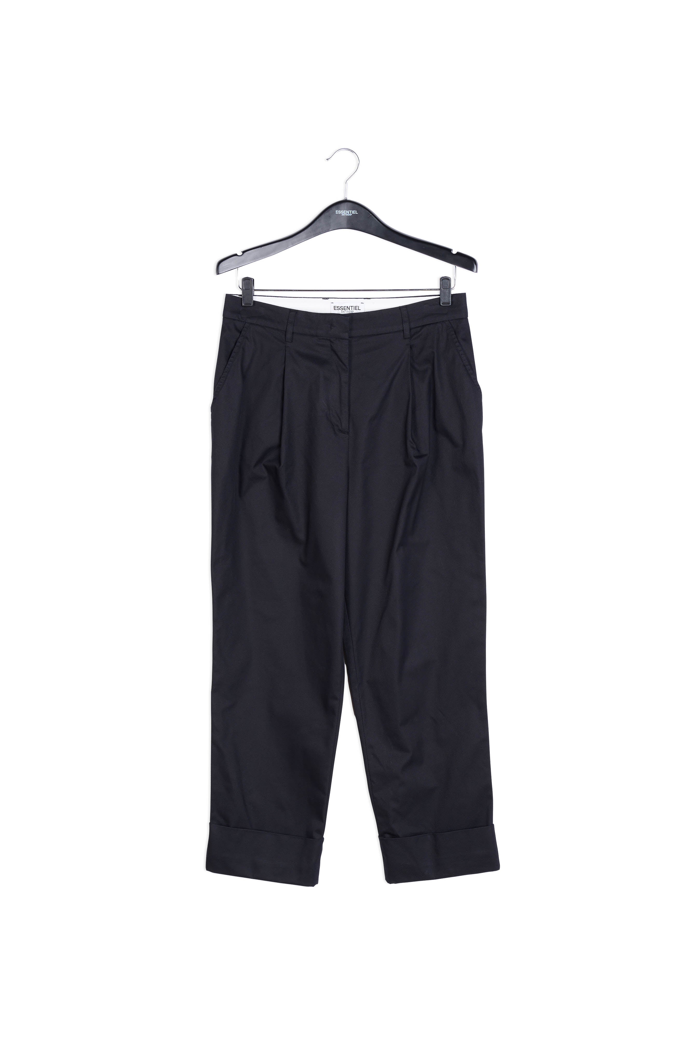 Black cotton-blend straight-leg pants RE—SSENTIEL | Essentiel second hand