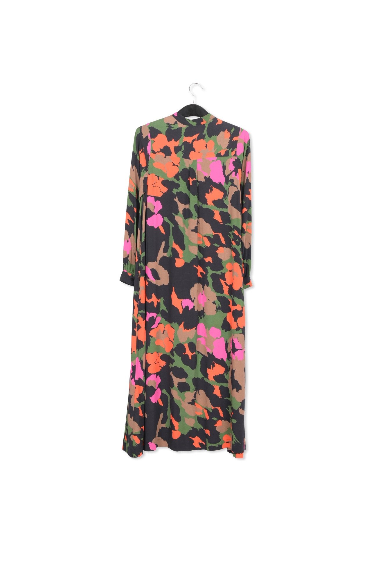 Black, brown and orange abstract print midi-length shirt dress RE—SSENTIEL | Essentiel second hand