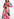 Lichtroze, roze en blauwe maxi-jurk met grafische print Faume - seconde main